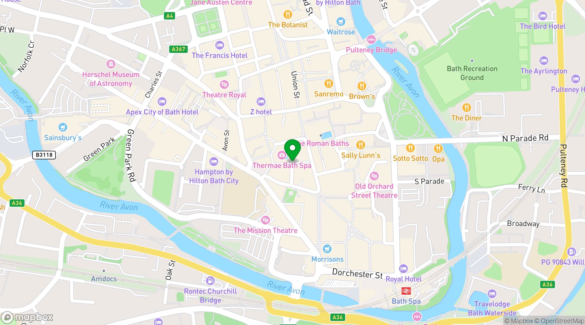 Map showing The Gainsborough Bath Spa