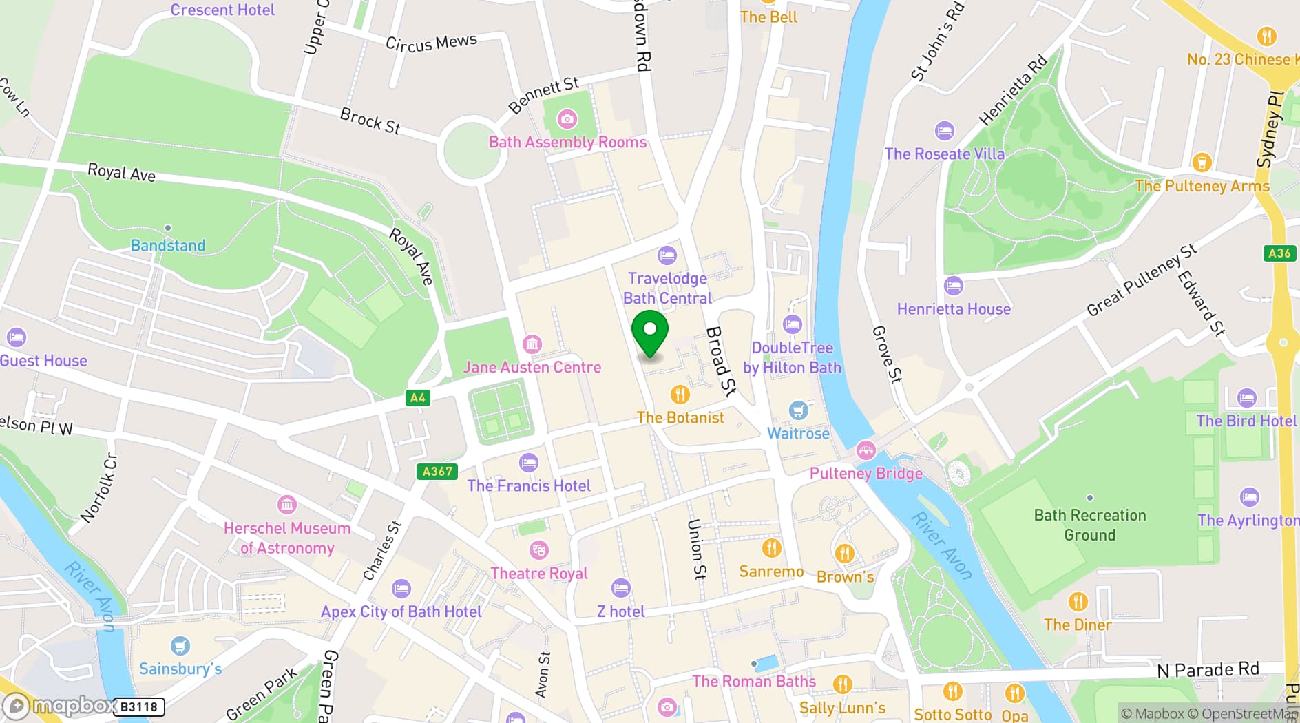 Map showing The Ivy Bath Brasserie