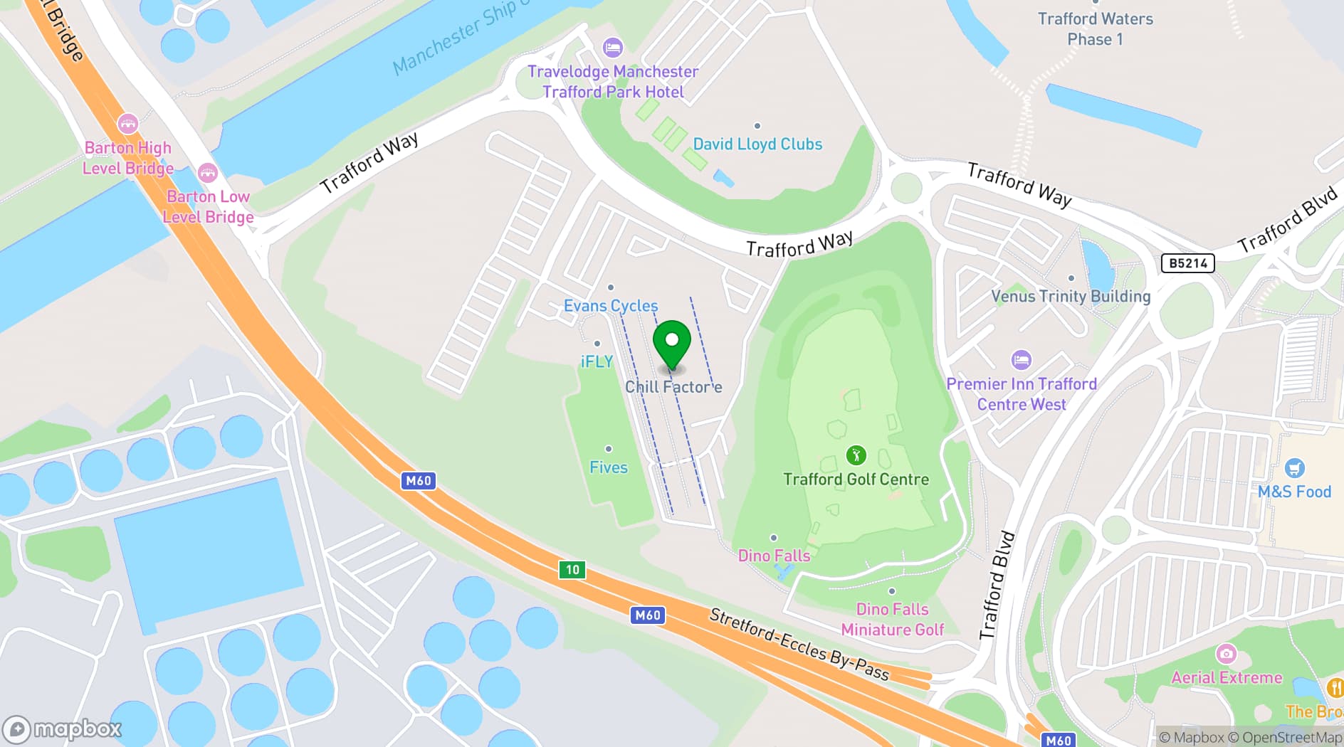Map showing The Snow Centre Manchester