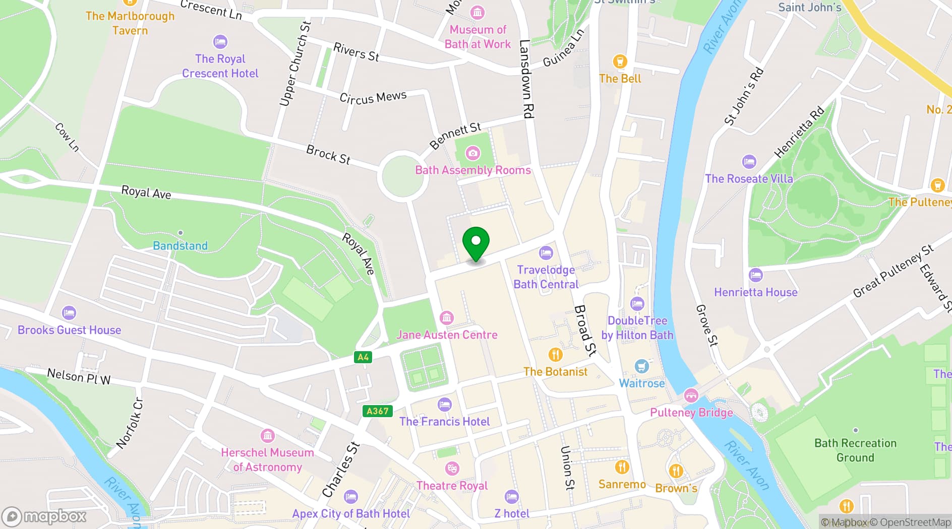 Map showing Bootlegger Bars Bath