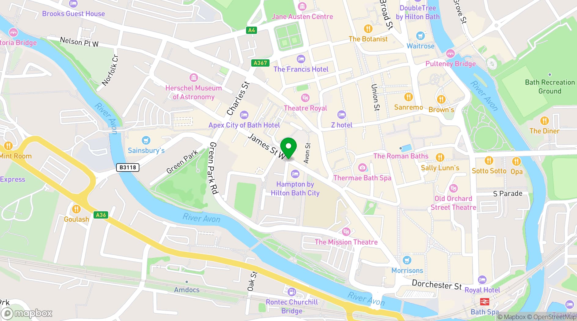 Map showing Apex City of Bath Hotel