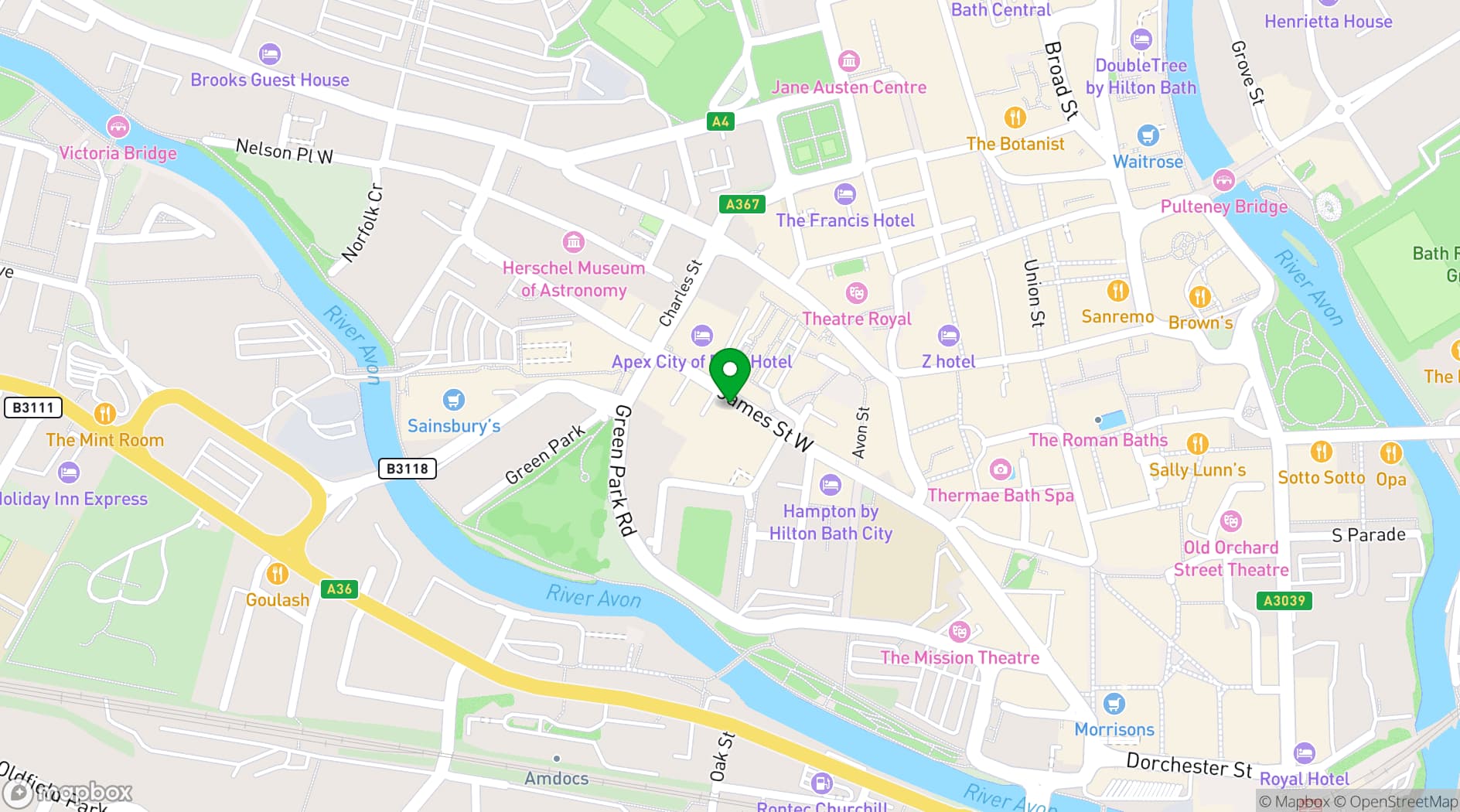 Map showing Boom Battle Bar Bath