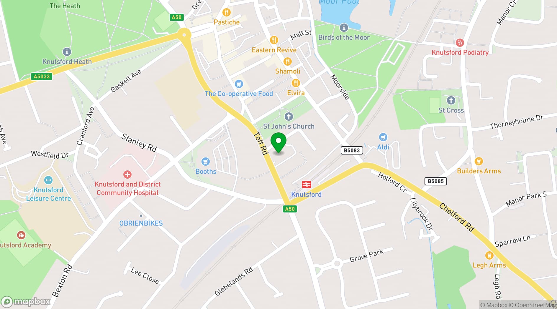 Map showing Curzon Knutsford