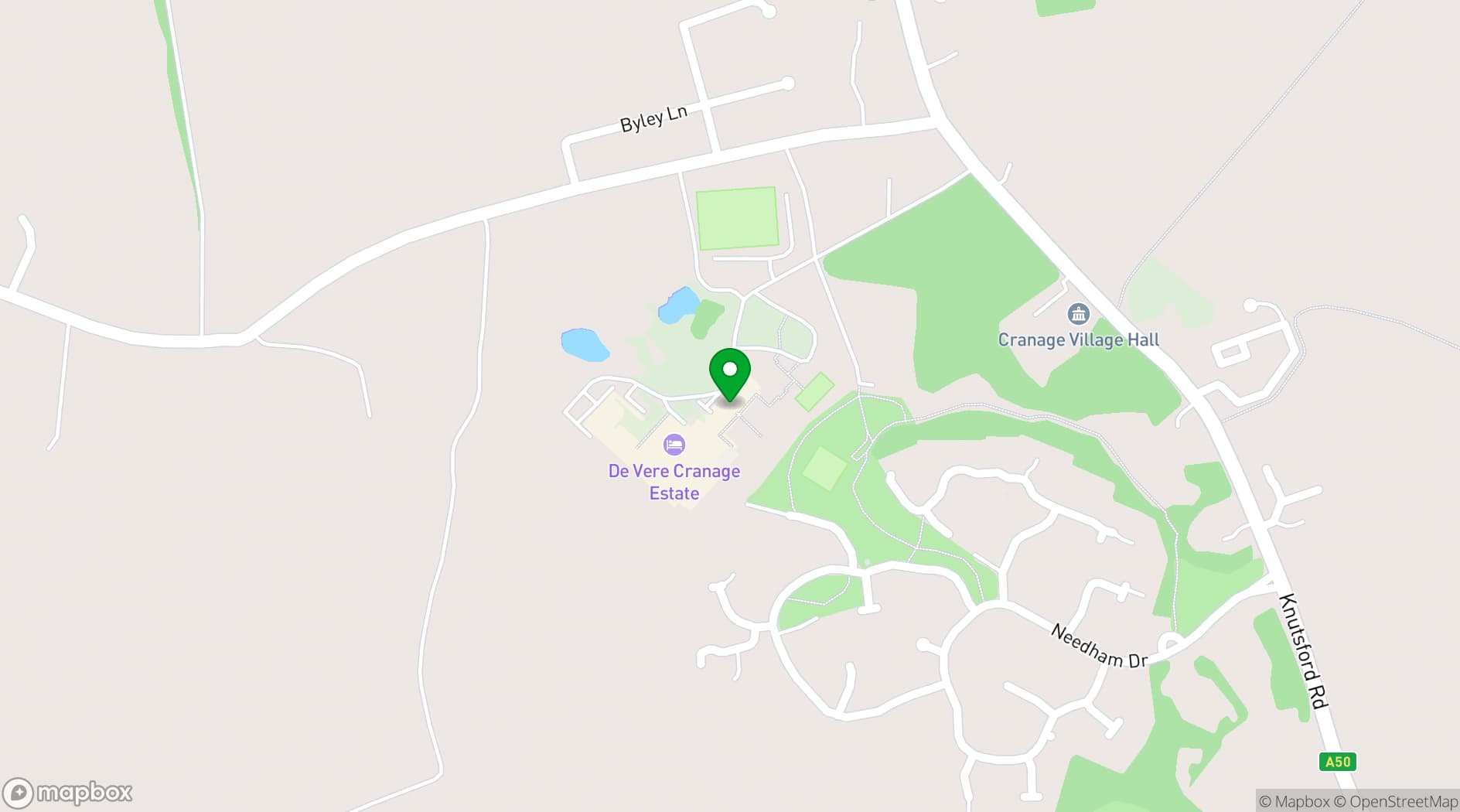 Map showing De Vere Cranage Estate