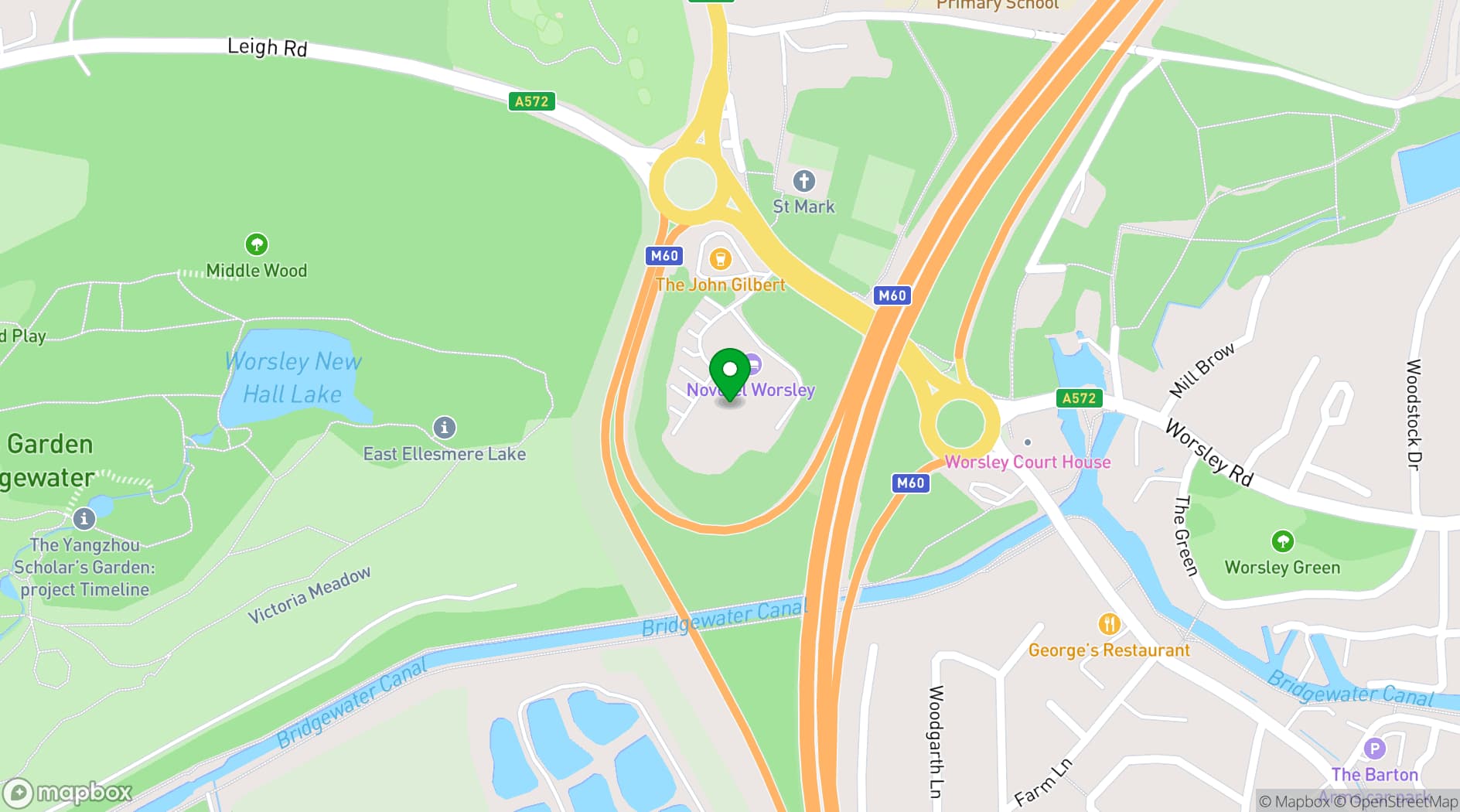 Map showing Novotel Manchester West