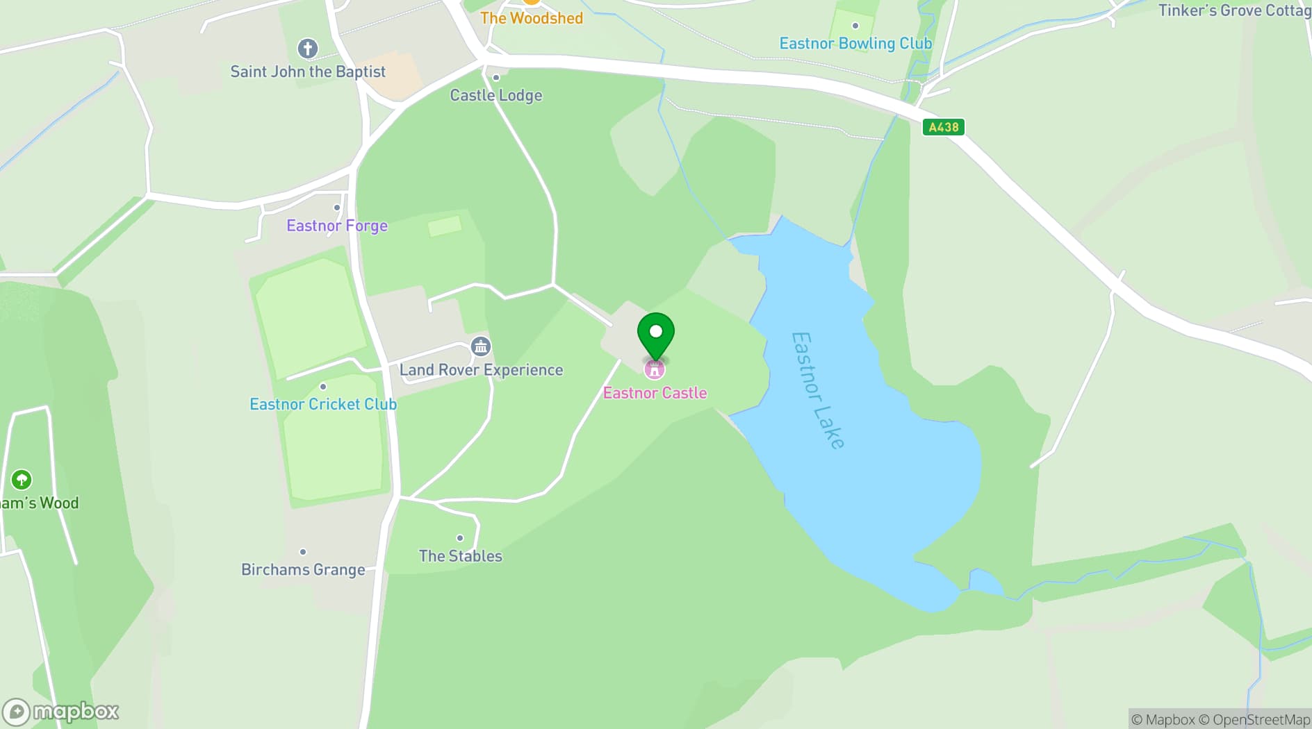 Map showing Eastnor Castle