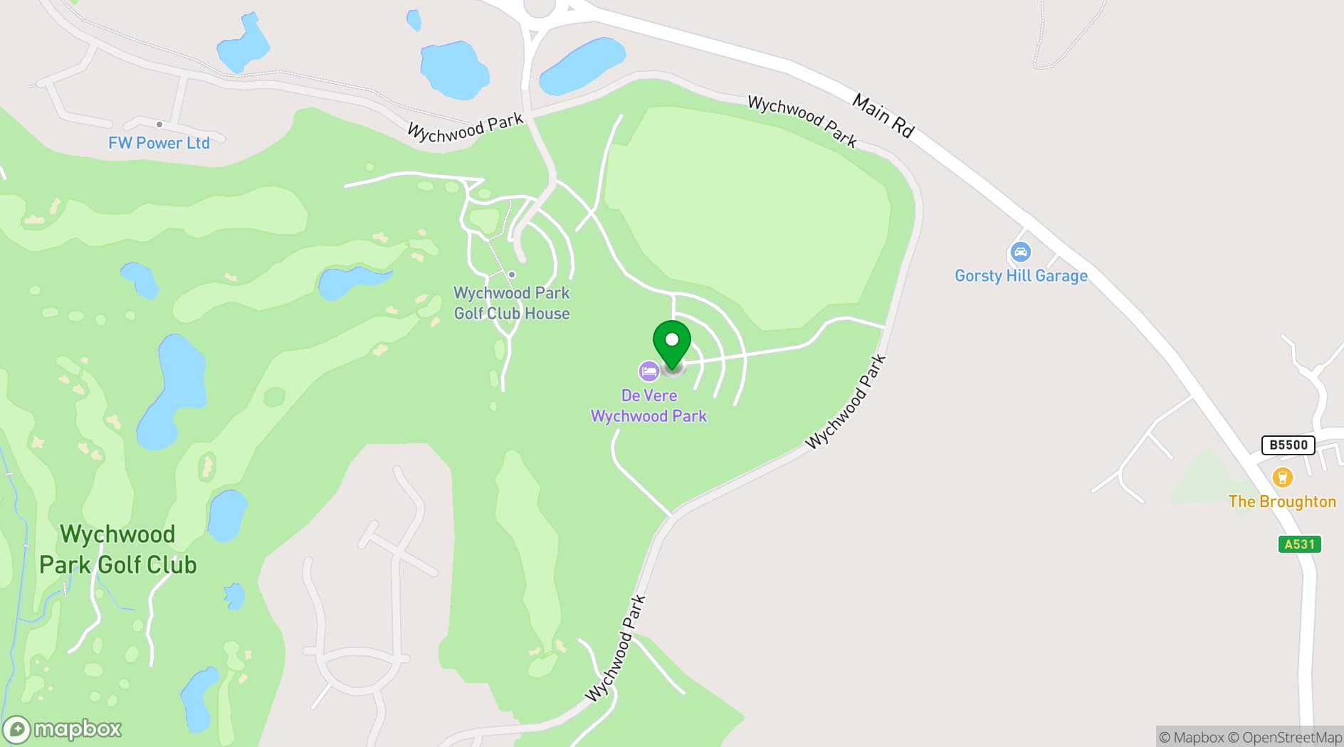 Map showing Wychwood Park Hotel