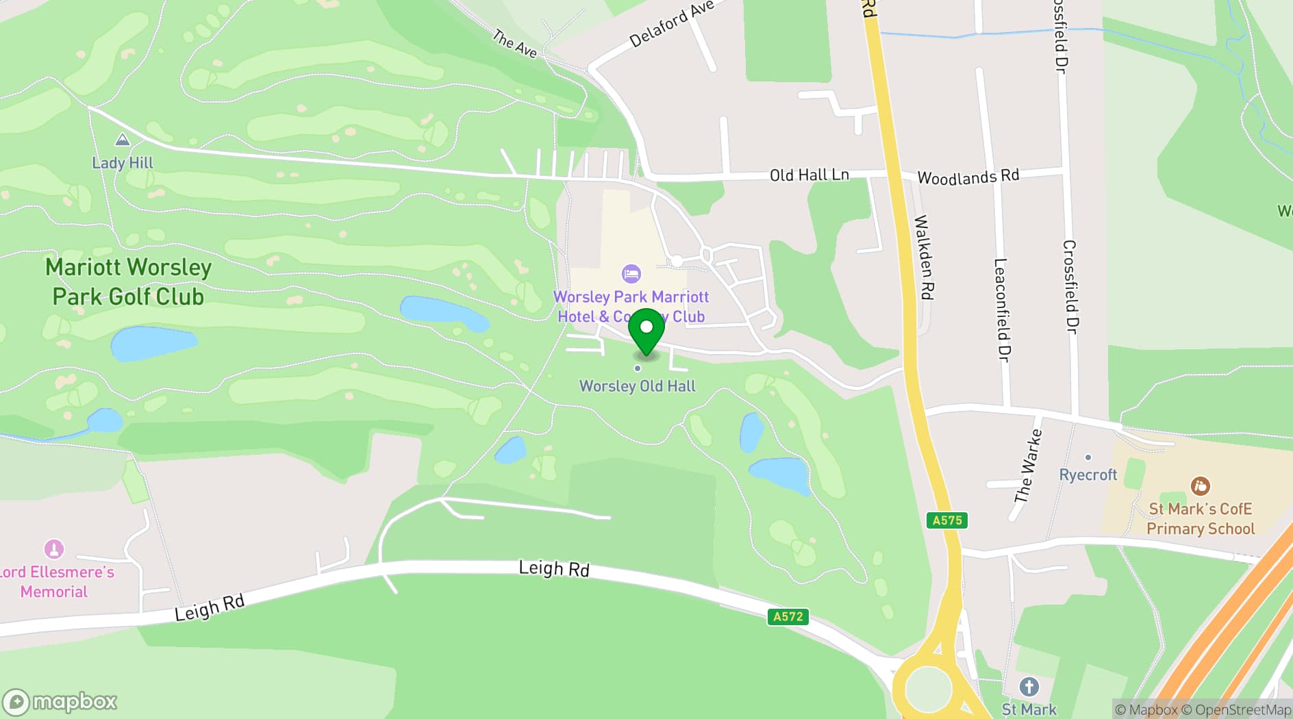 Map showing Delta Hotels by Marriott Worsley Park Country Club