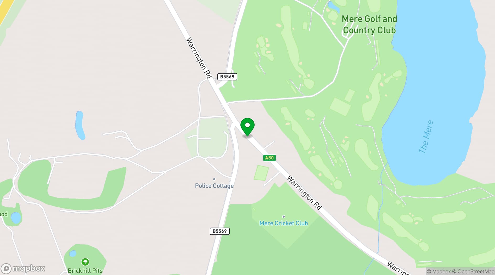 Map showing Fairmont Cheshire, The Mere