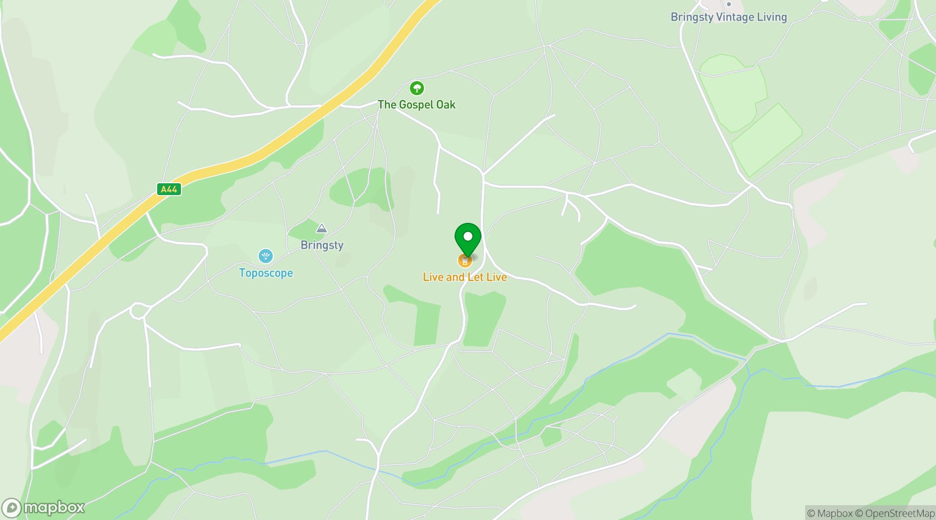 Map showing The Live and Let Live