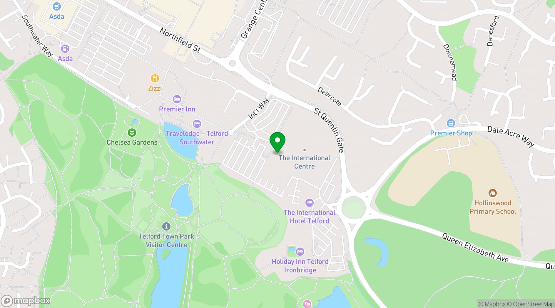 Map showing Telford International Centre