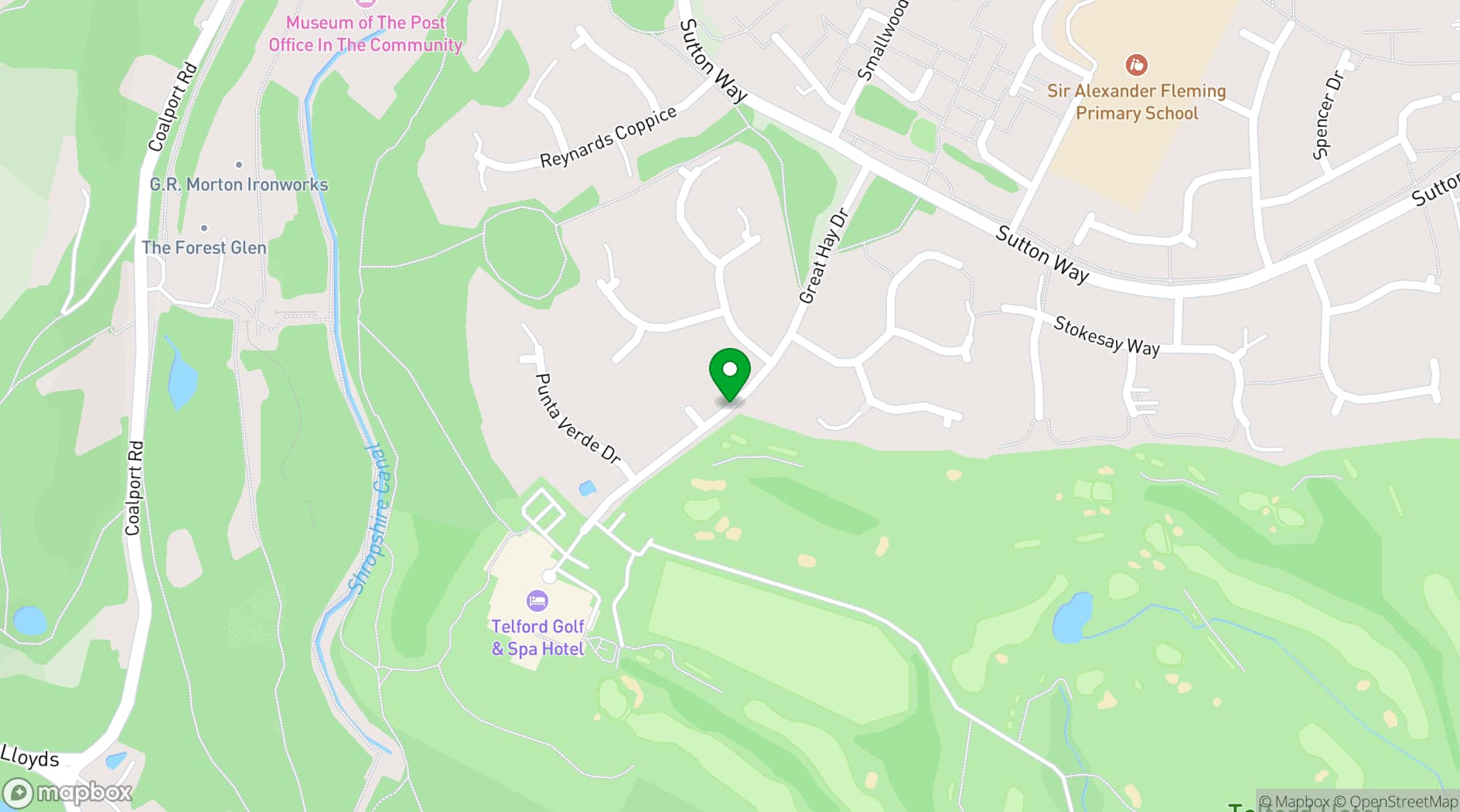 Map showing The Telford Hotel, Spa & Golf Resort