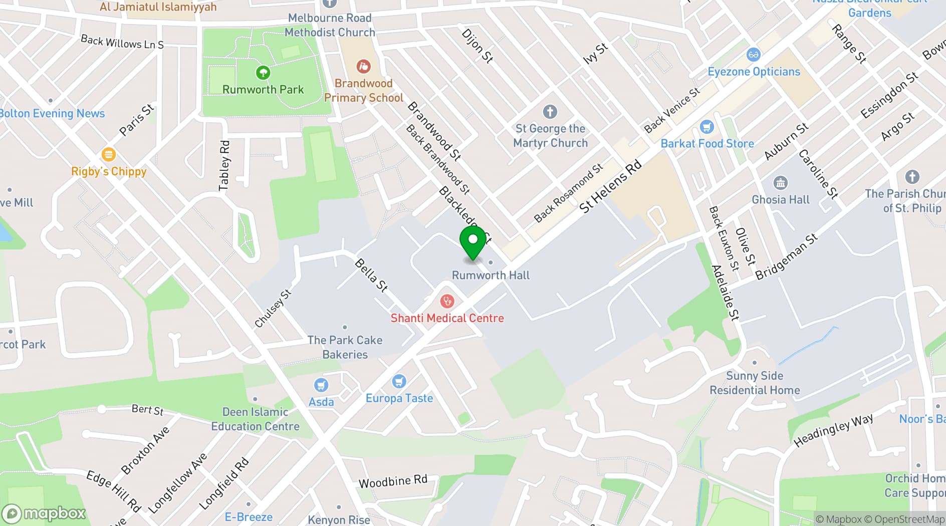 Map showing Regent Hall