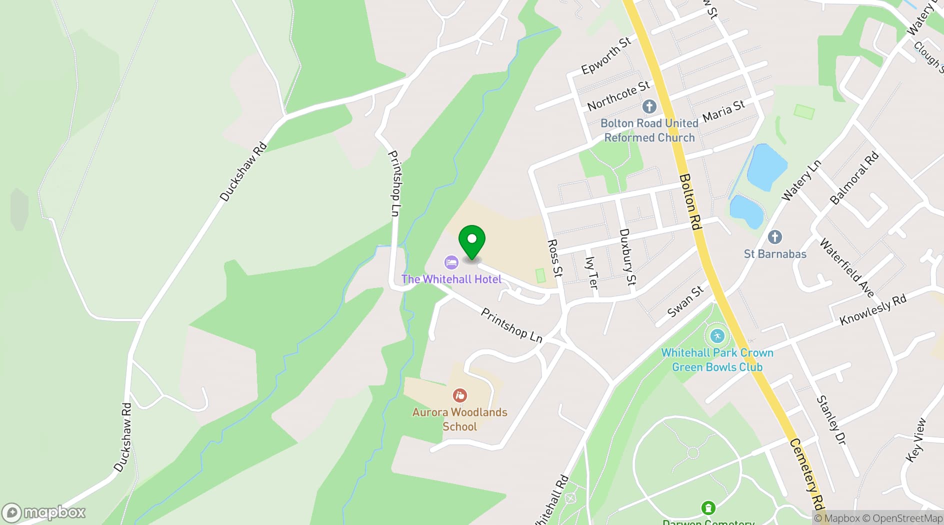 Map showing The Whitehall Hotel