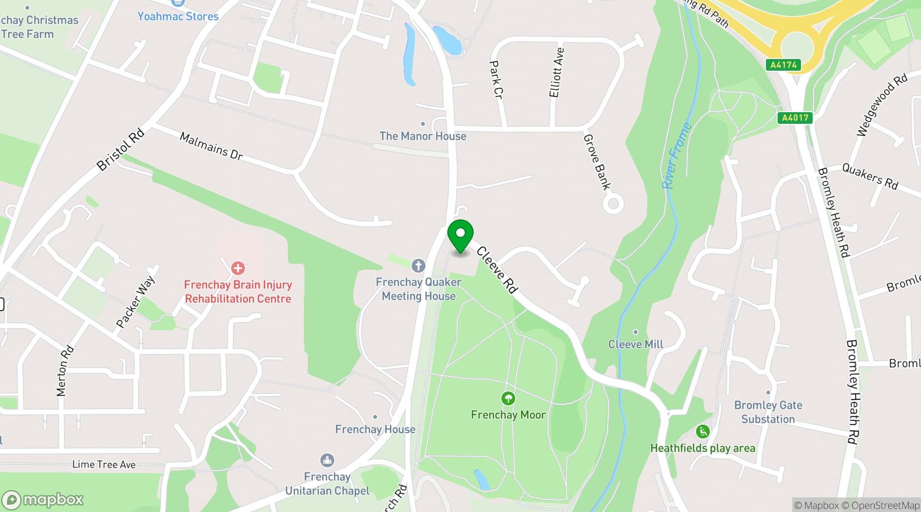 Map showing Frenchay Village Hall