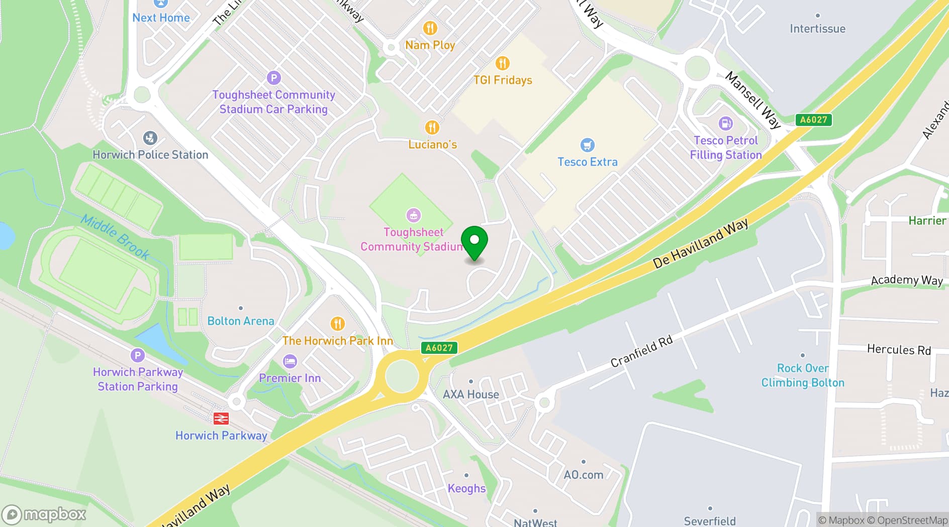 Map showing Bolton Whites Hotel