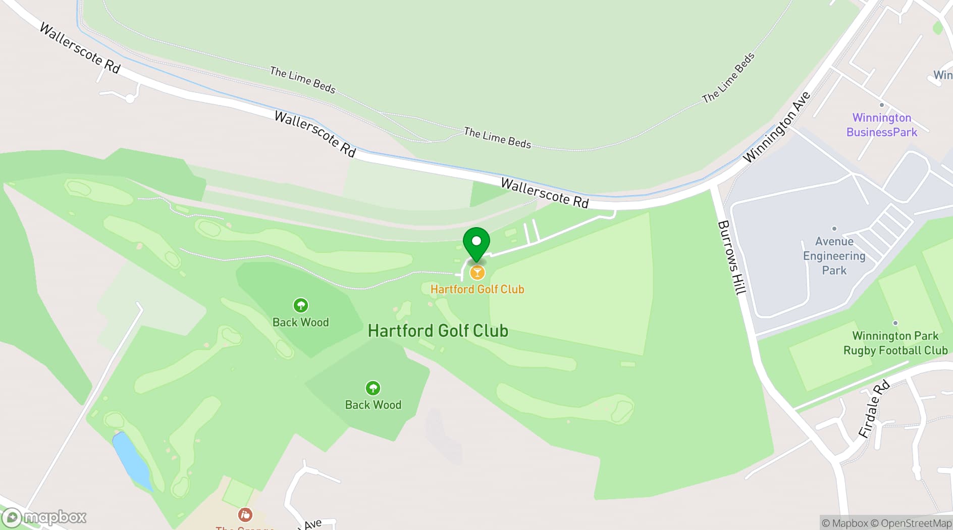 Map showing Hartford Golf Club