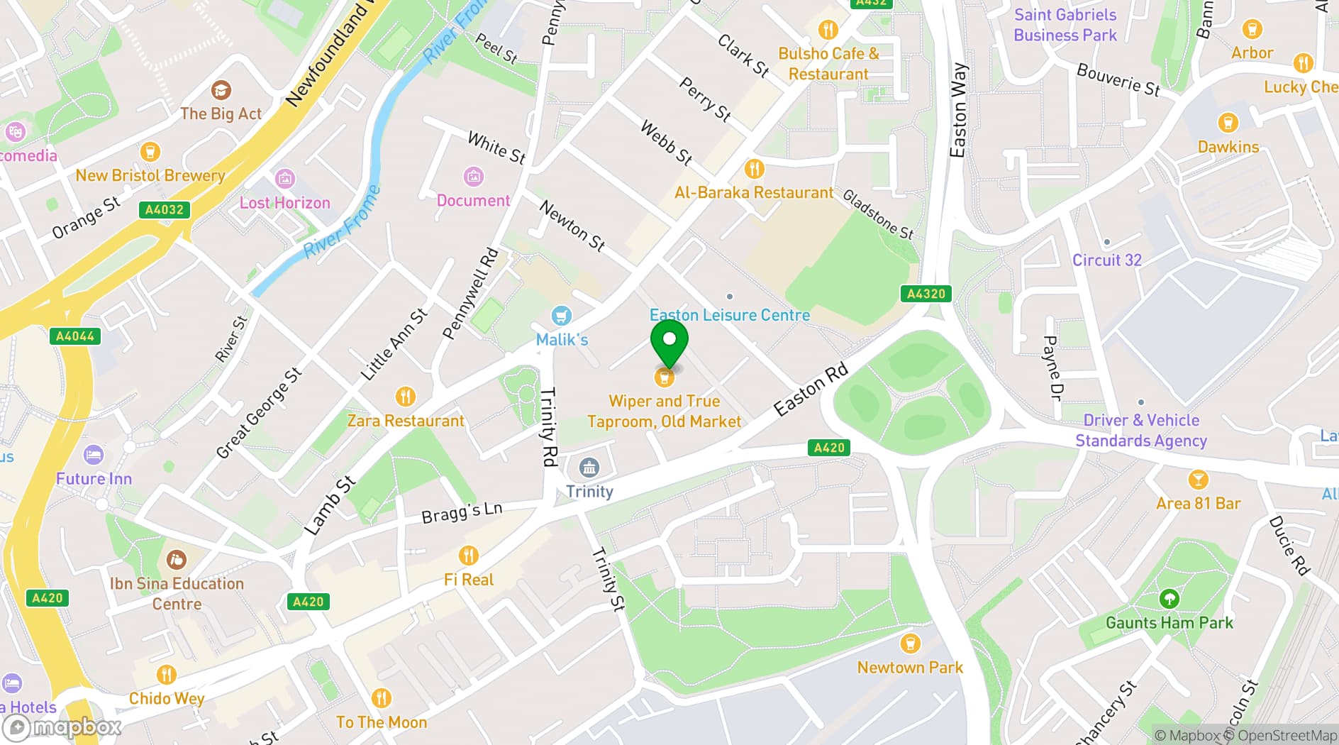 Map showing Wiper and True Taproom