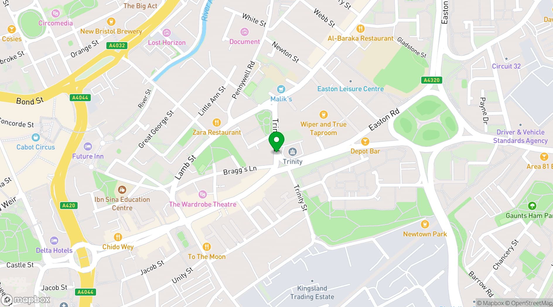 Map showing Trinity Art Centre Bristol