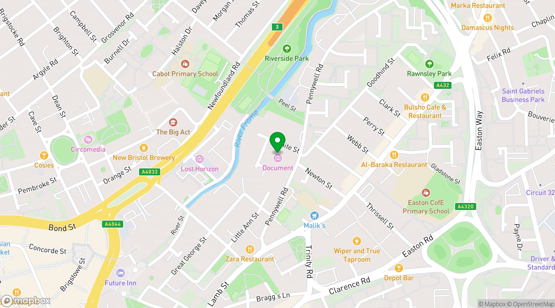 Map showing Document Bristol