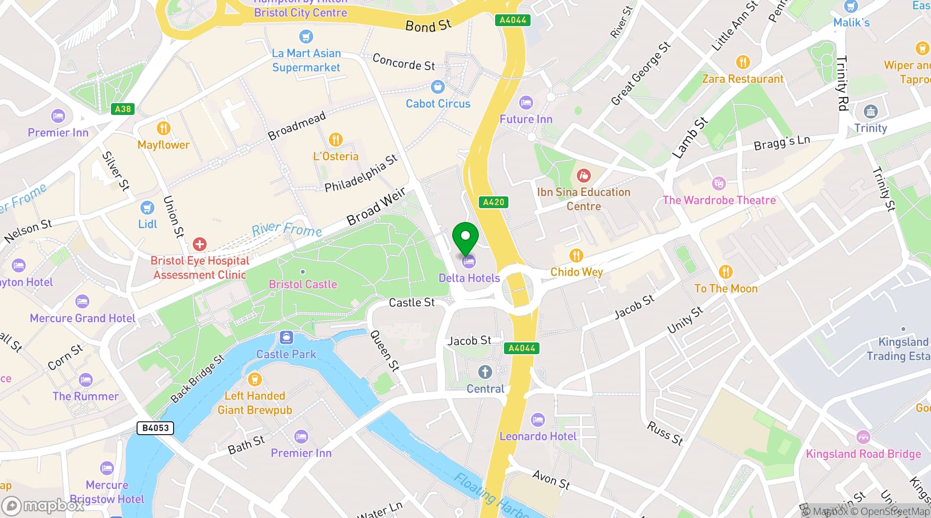 Map showing Delta Hotels by Marriott Bristol City Centre