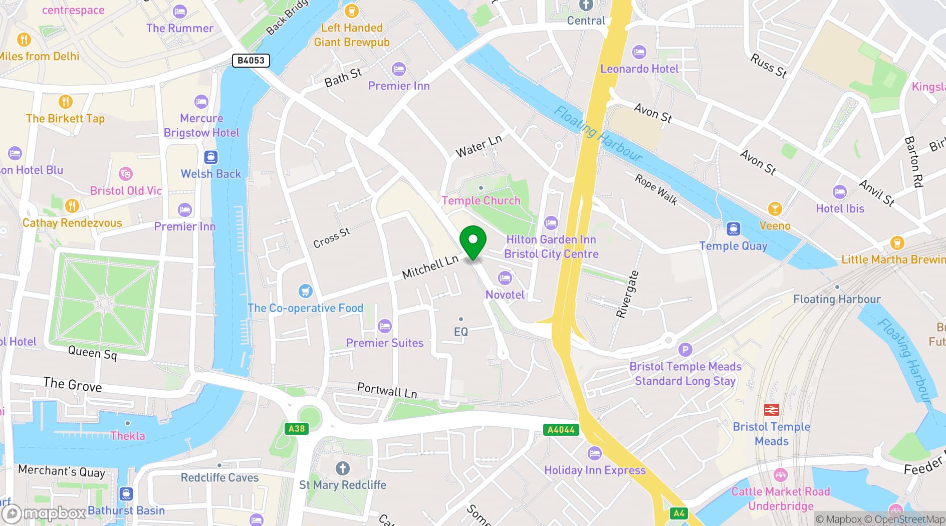 Map showing Novotel Bristol Centre