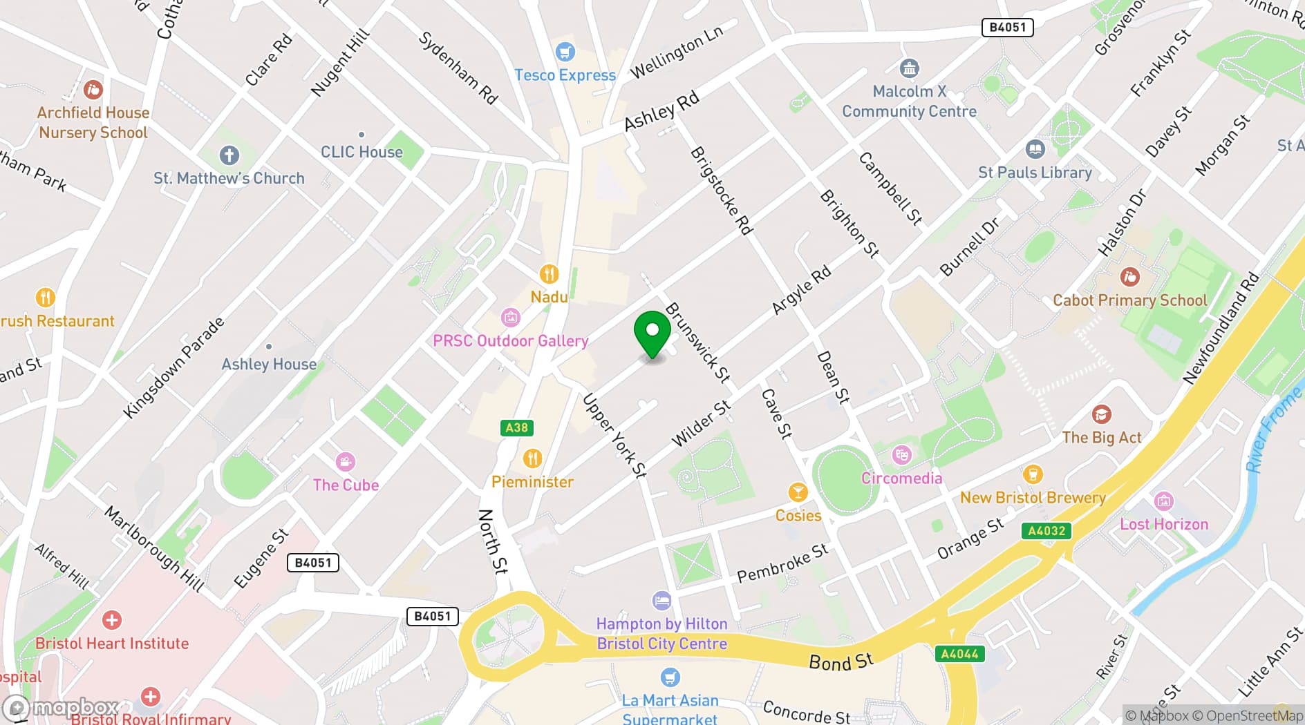 Map showing Bristol School of Yoga