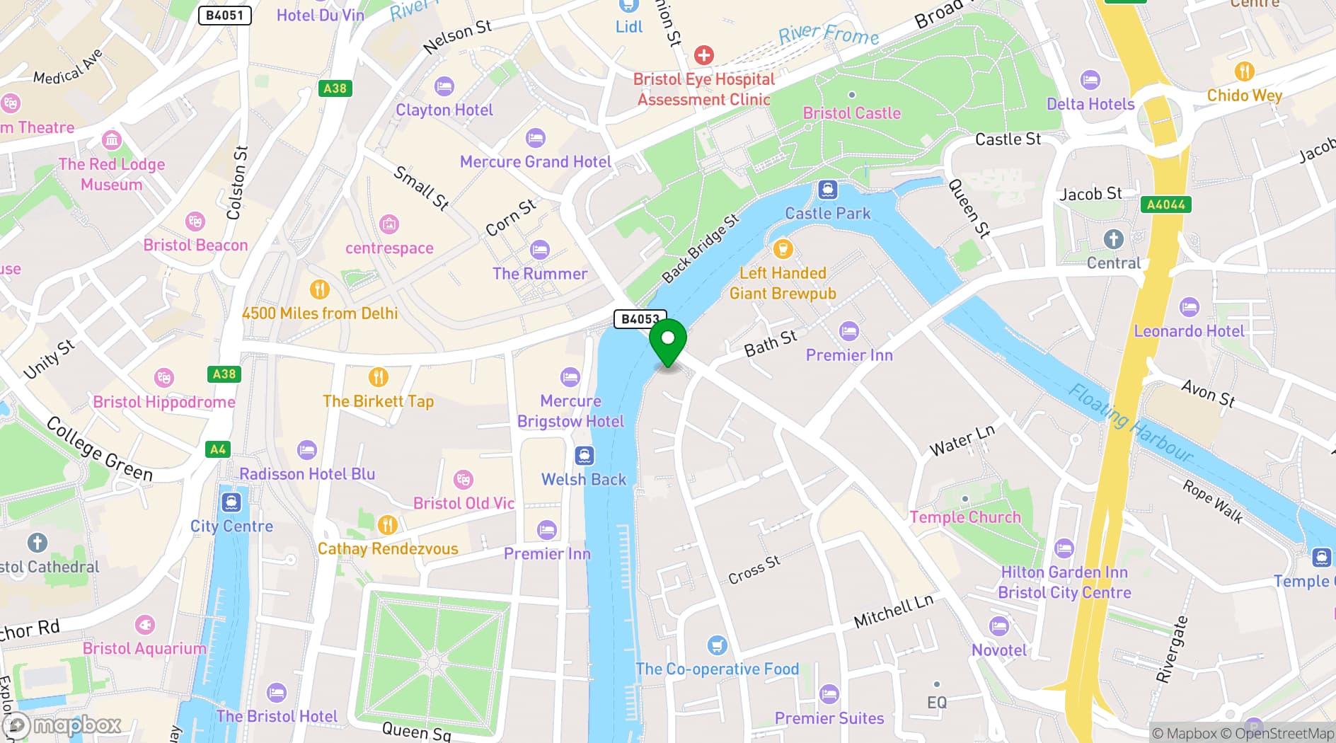 Map showing Runway East Bristol Bridge