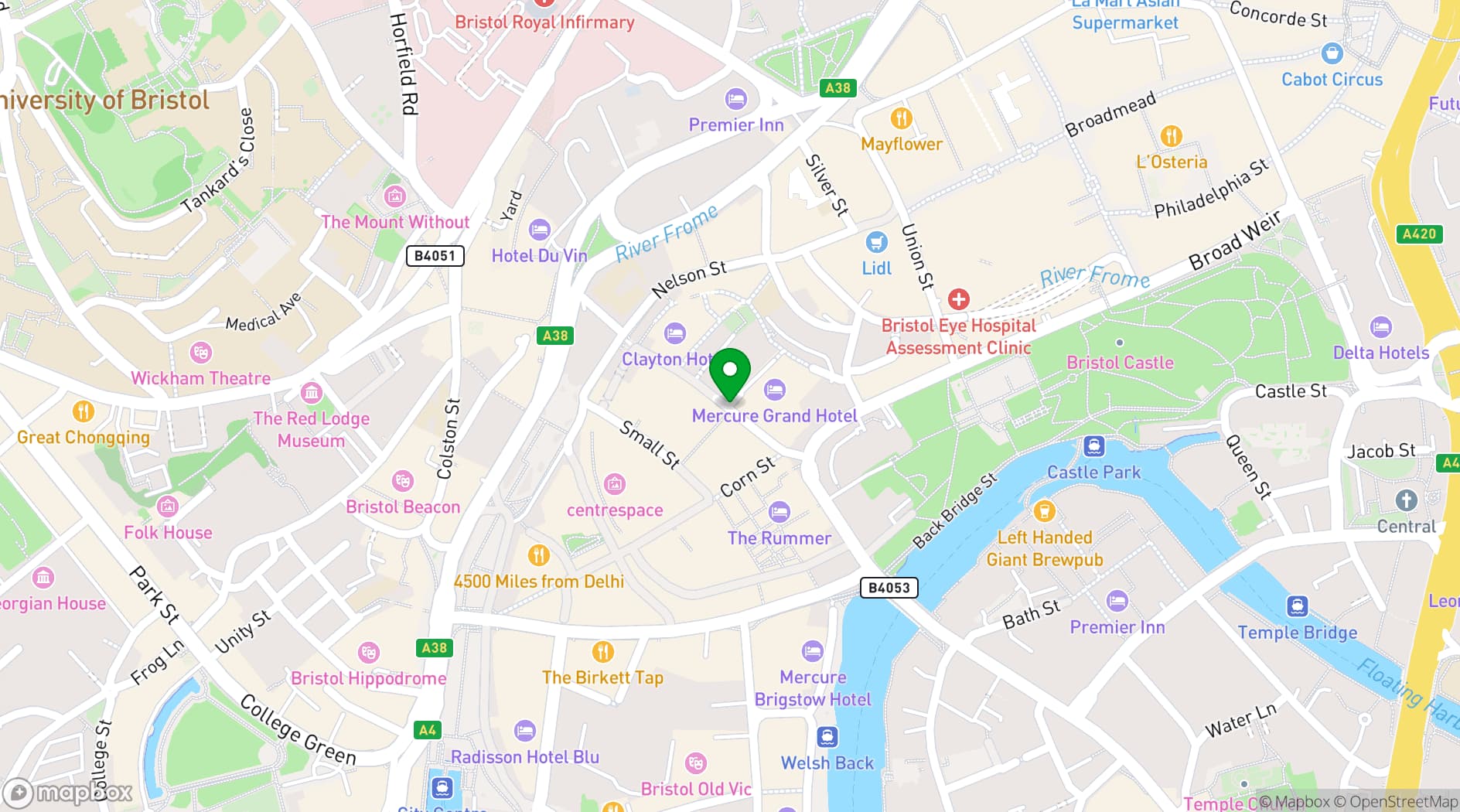 Map showing Bristol Grand Hotel by Sunday