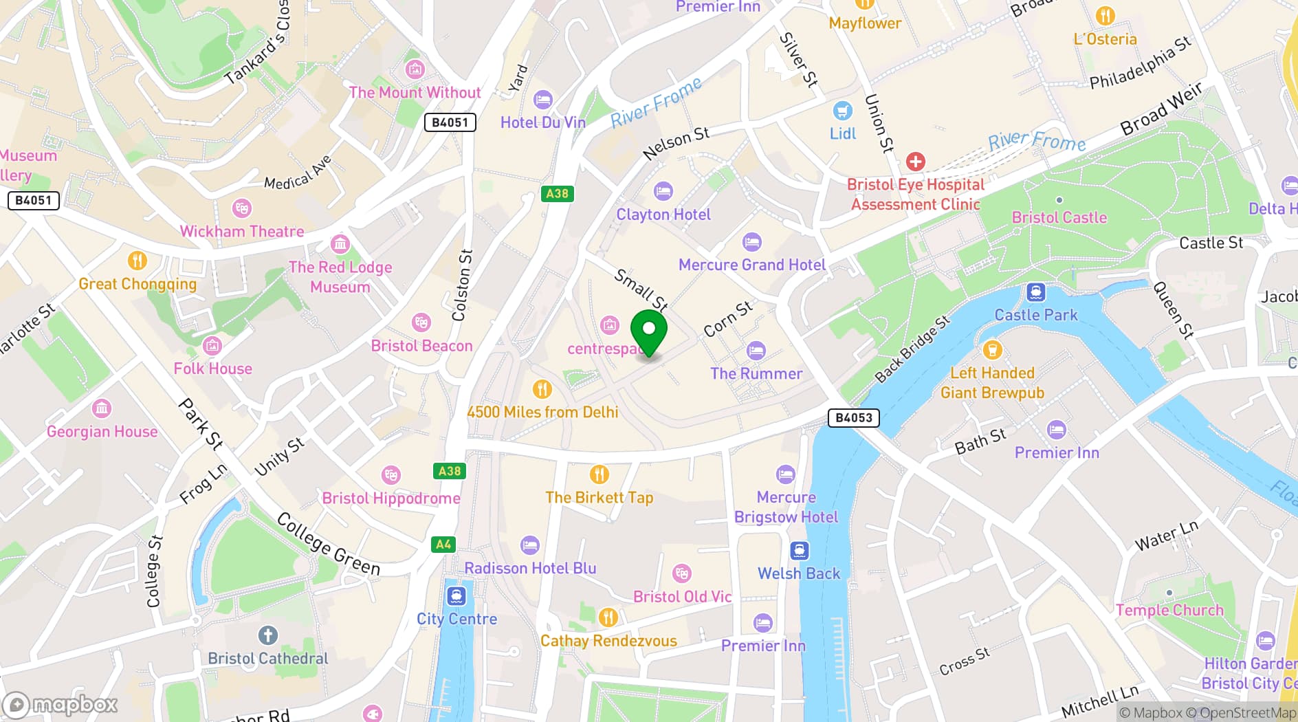 Map showing The Cocktail Club Bristol Corn Street