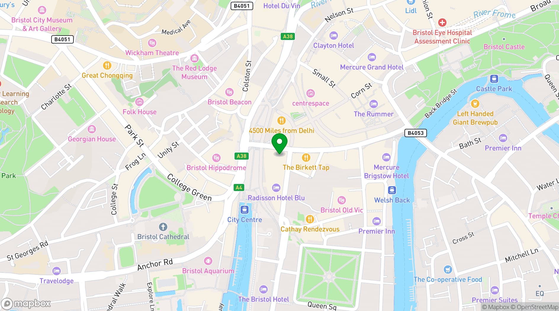 Map showing Bella Italia Bristol Baldwin