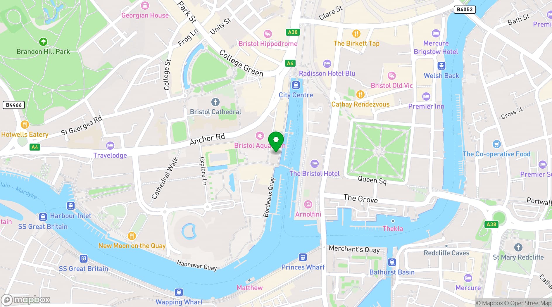 Map showing Las Iguanas BRISTOL - HARBOURSIDE