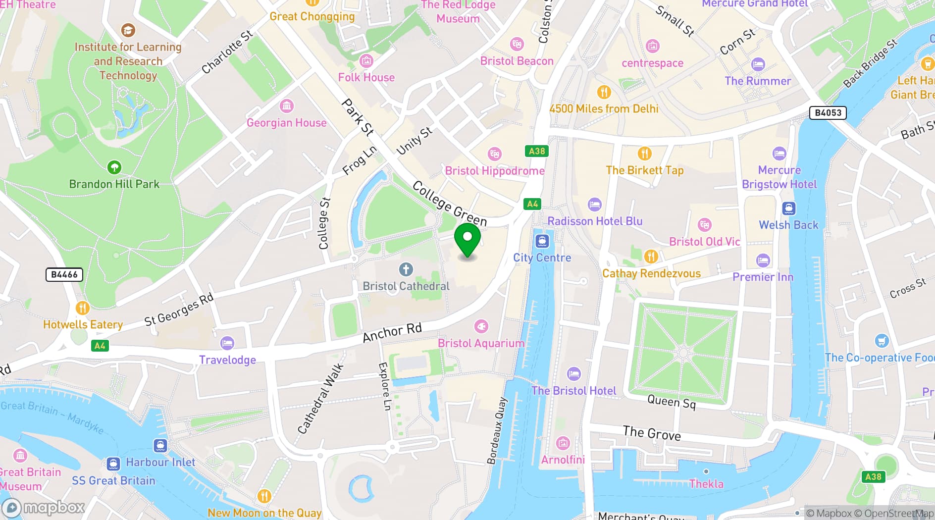 Map showing Bristol Marriott Royal Hotel