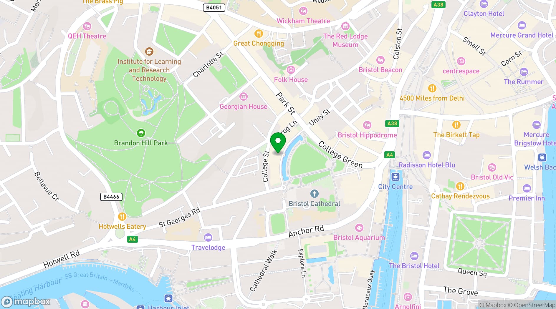 Map showing Bristol City Hall