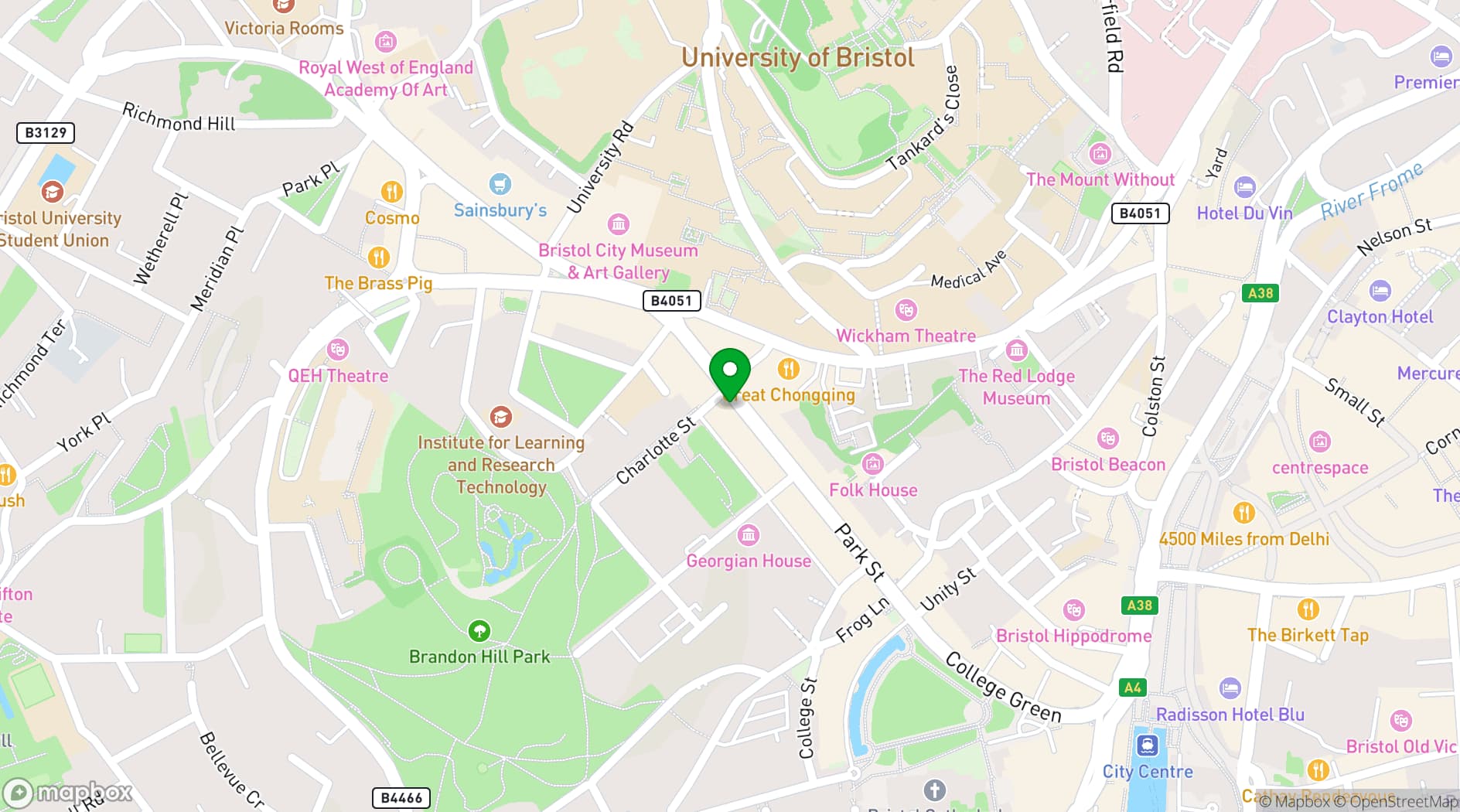 Map showing Goldbrick House