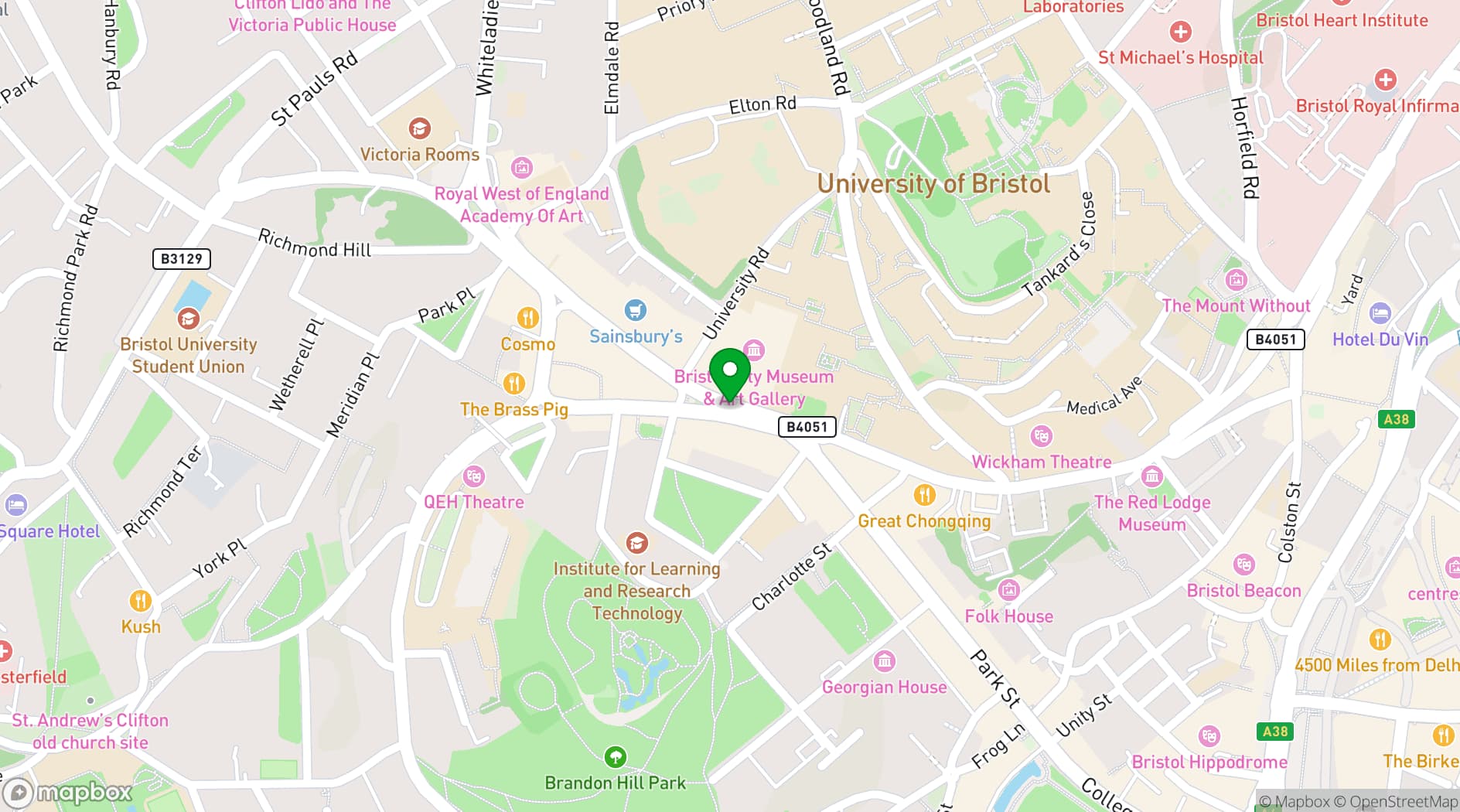 Map showing M Shade - Bristol Museum