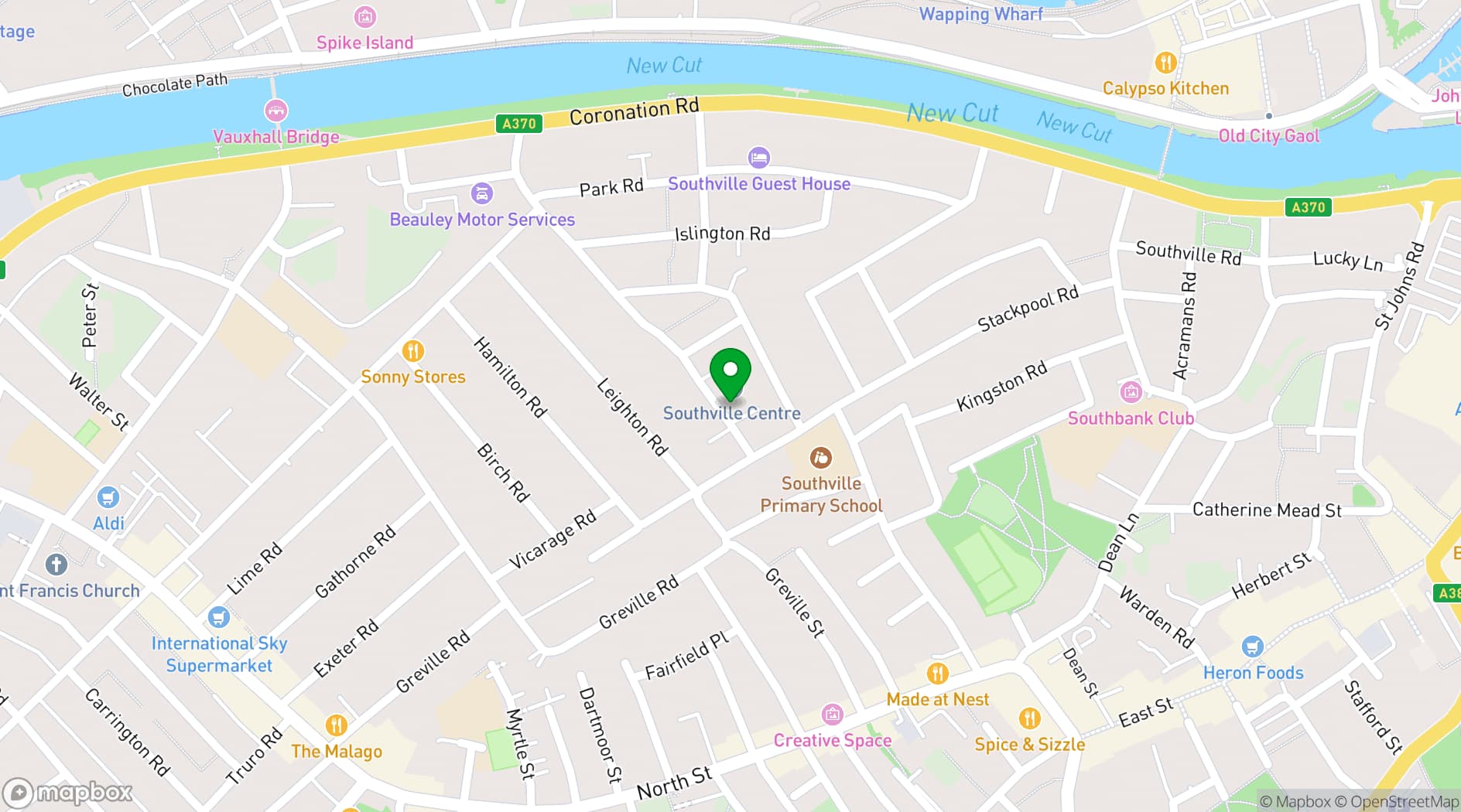 Map showing The Southville Centre, BS3 Community