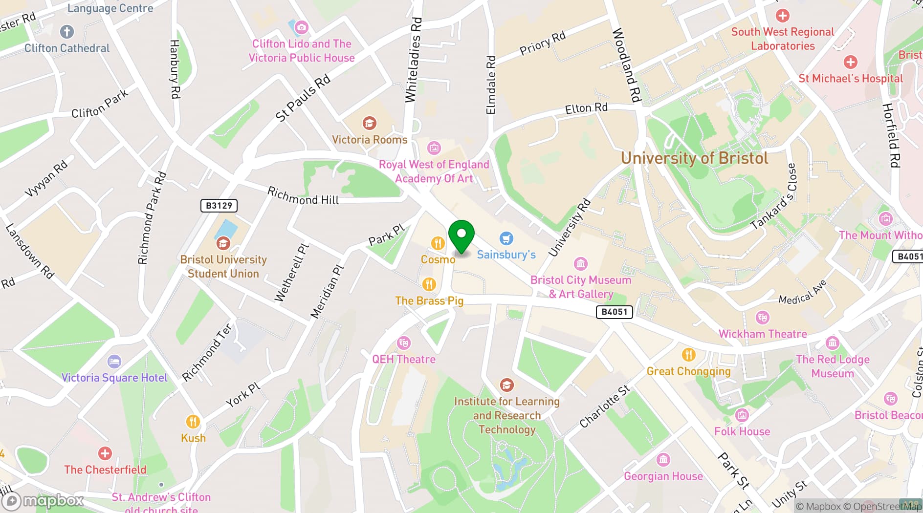 Map showing The Cocktail Club - Triangle, Bristol