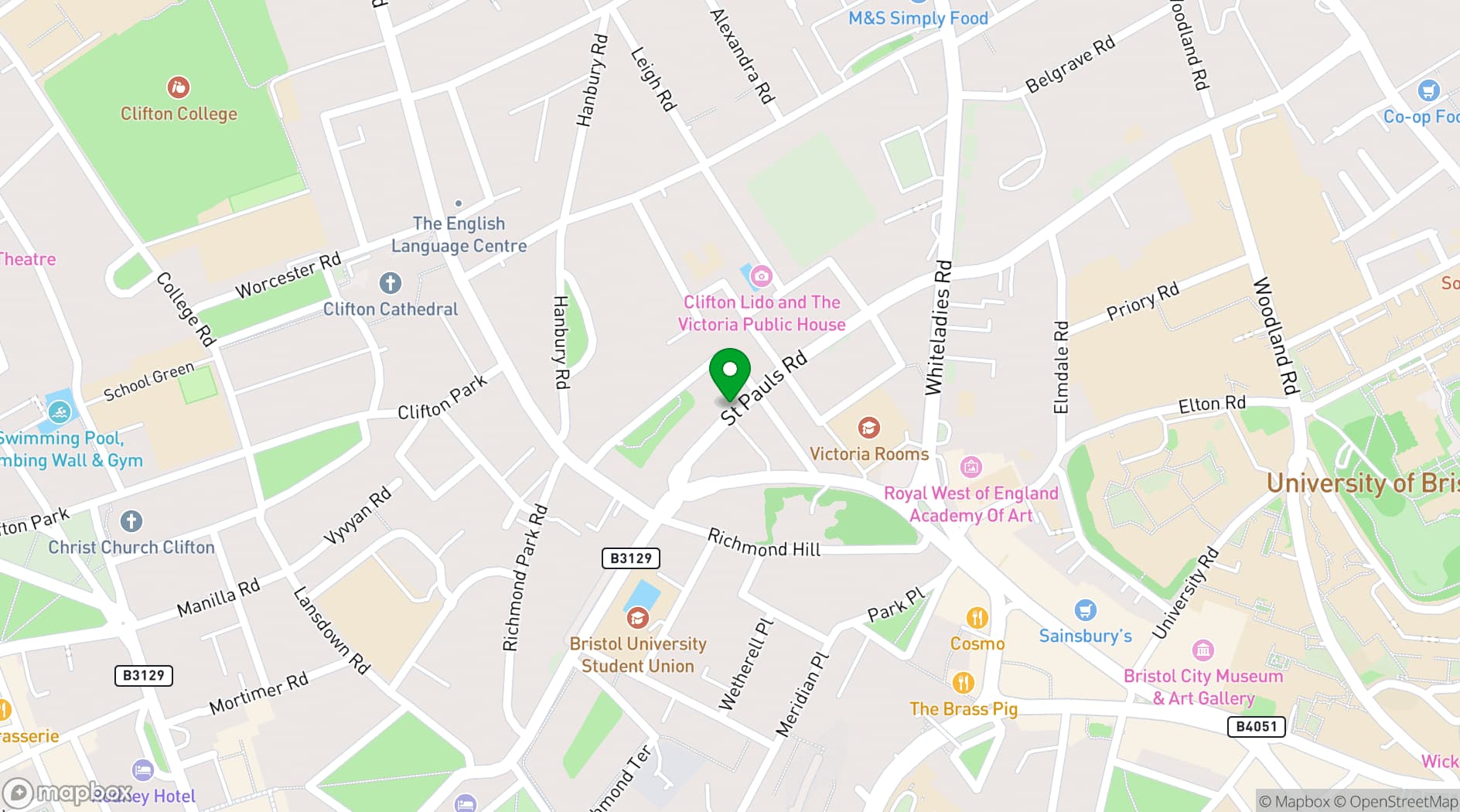 Map showing Bristol Improv Theatre