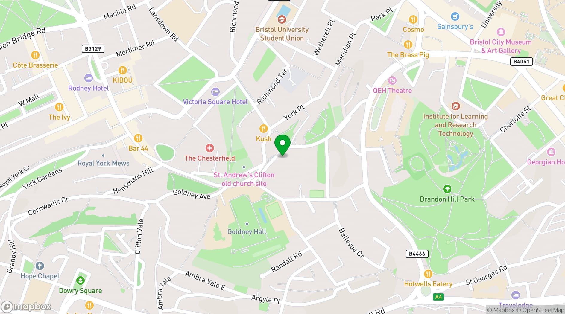 Map showing Clifton Hill House 