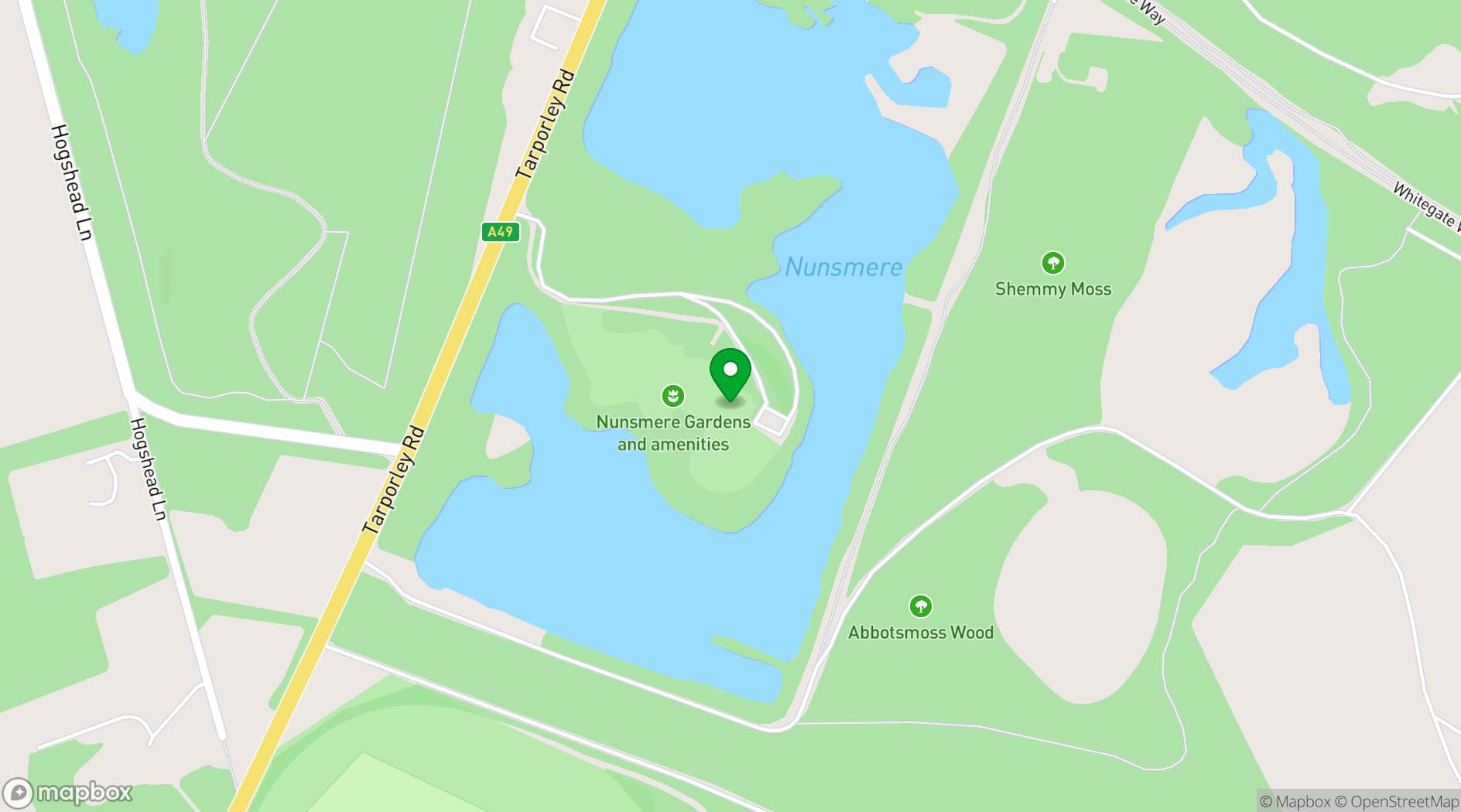 Map showing Nunsmere Hall