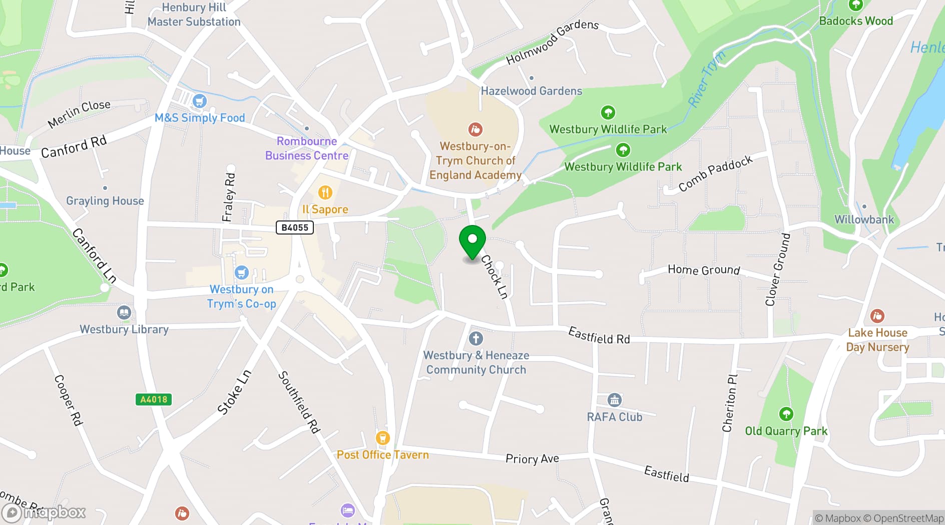 Map showing The Victoria Westbury on Trym