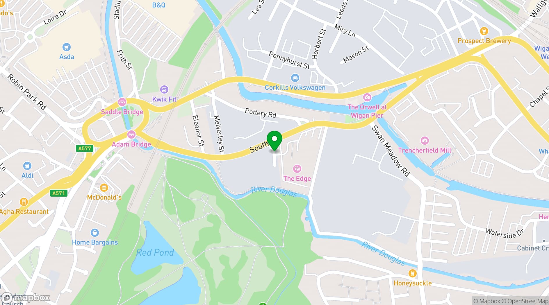 Map showing The Edge, Wigan