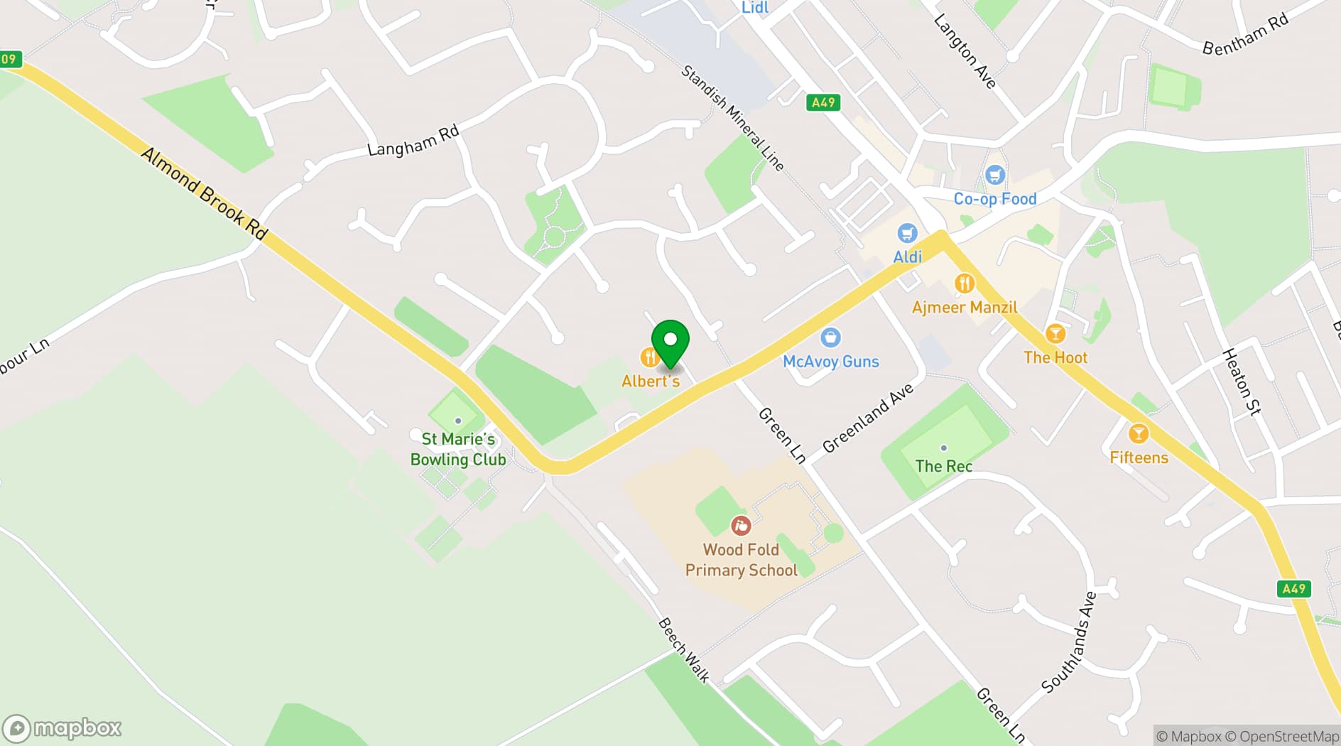 Map showing Albert's Standish