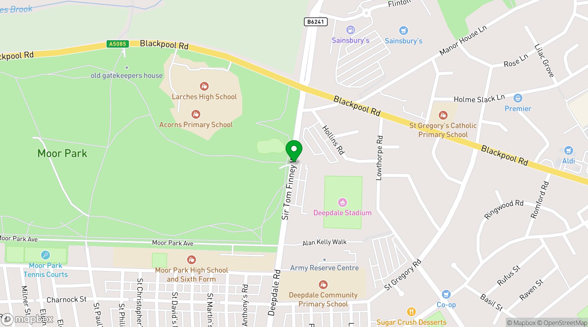 Map showing Preston Football Club
