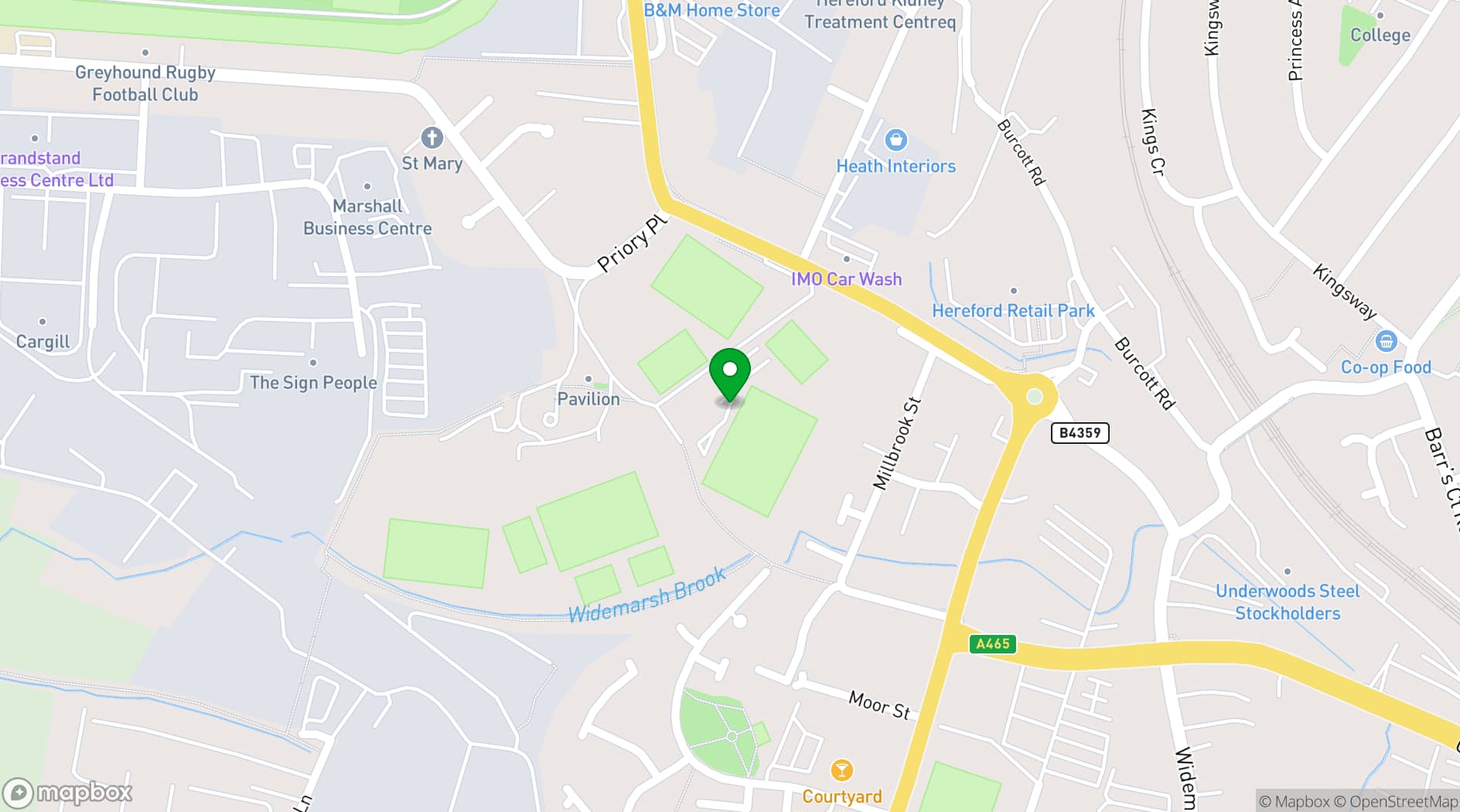 Map showing Herefordshire Football Association