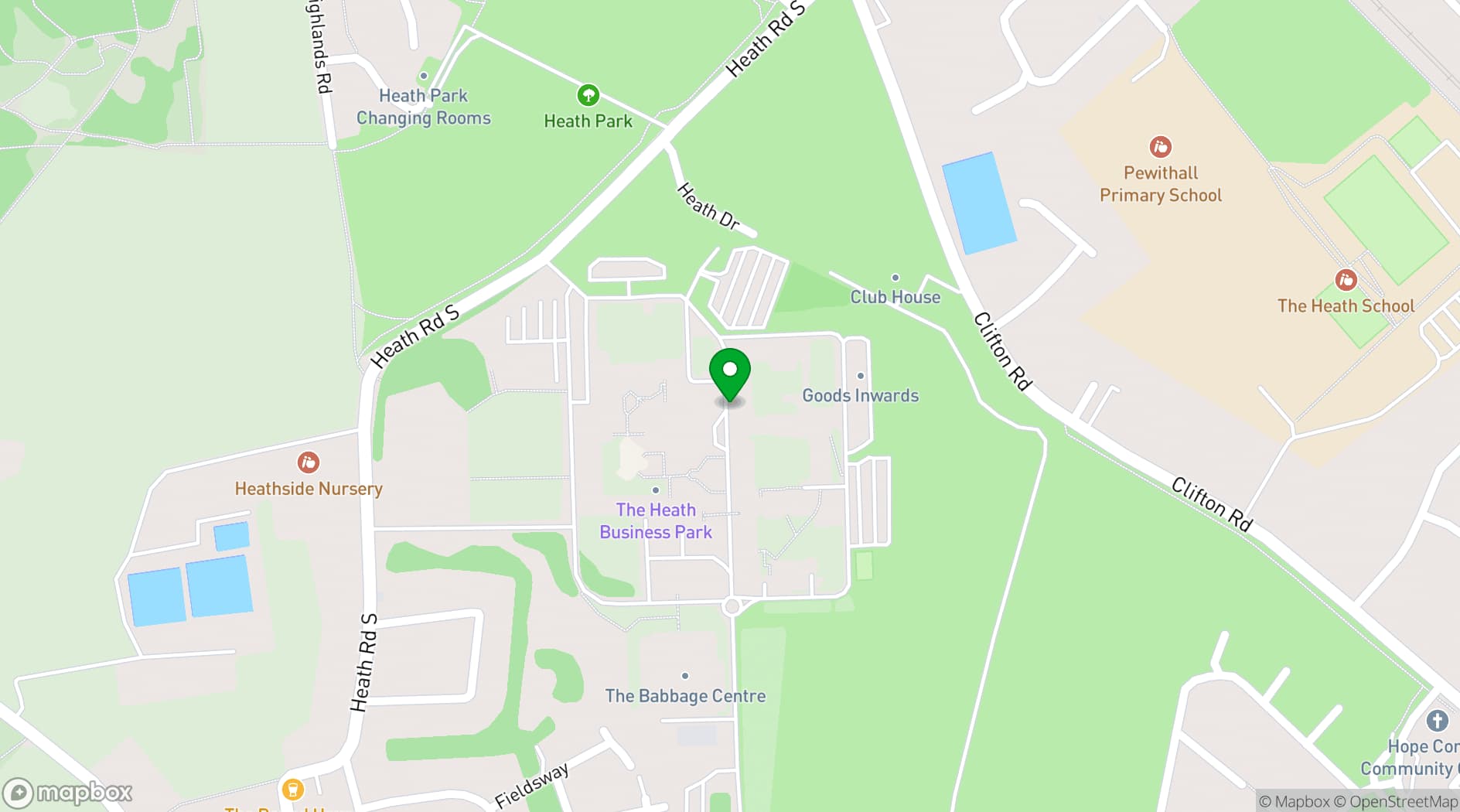 Map showing The Heath Business Park 