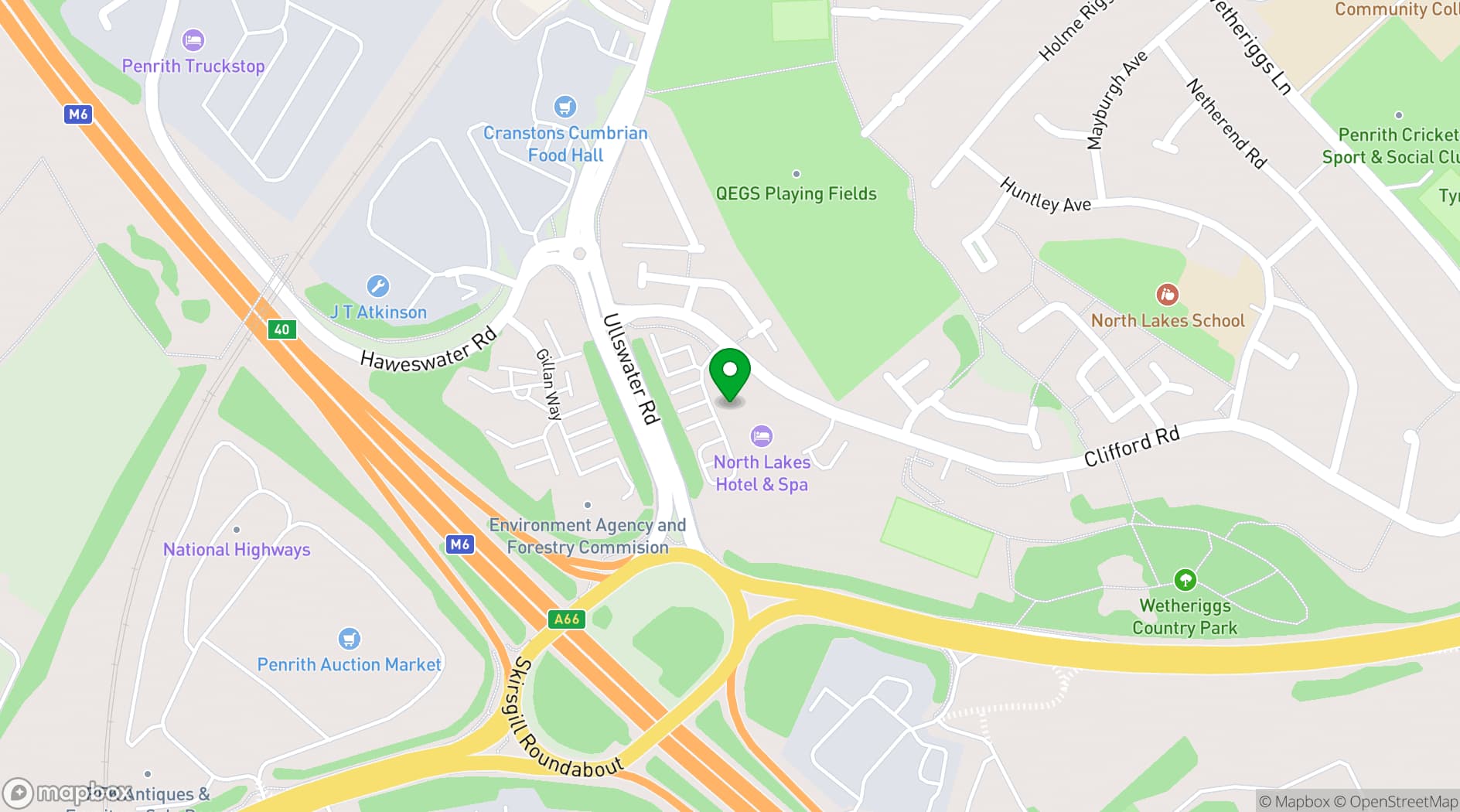 Map showing North Lakes Hotel & Spa