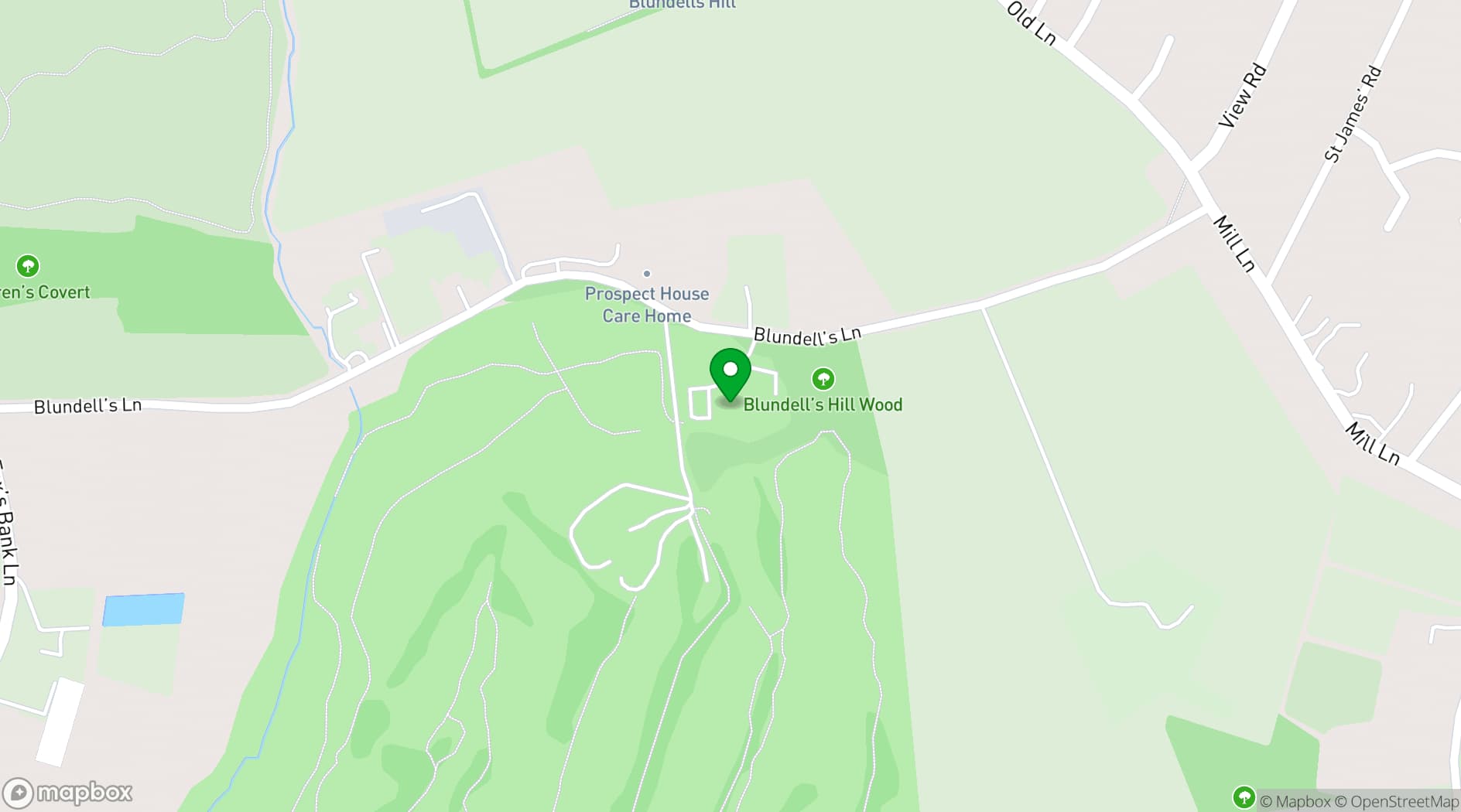 Map showing Blundells Hill Golf Club