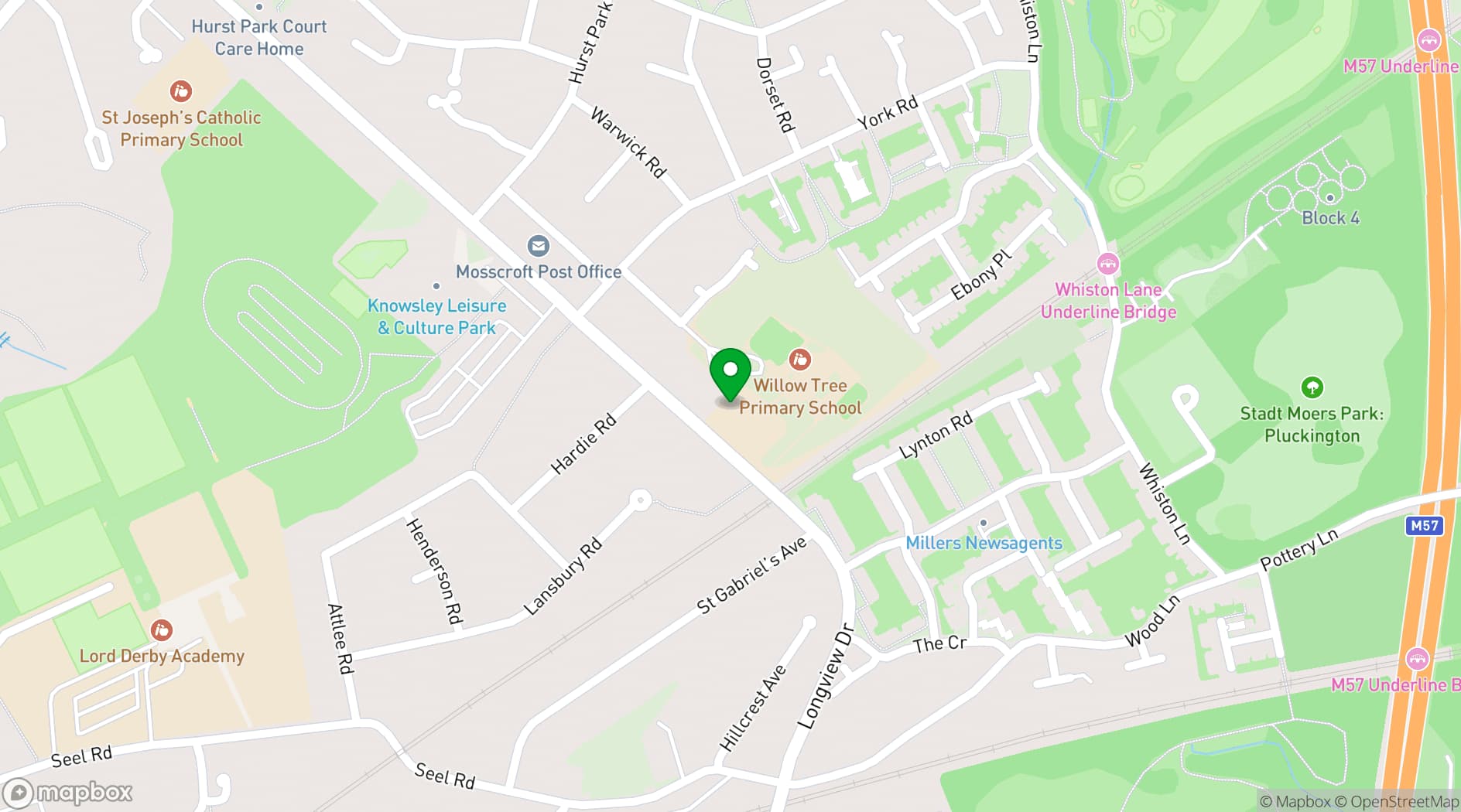 Map showing Hilltop Centre